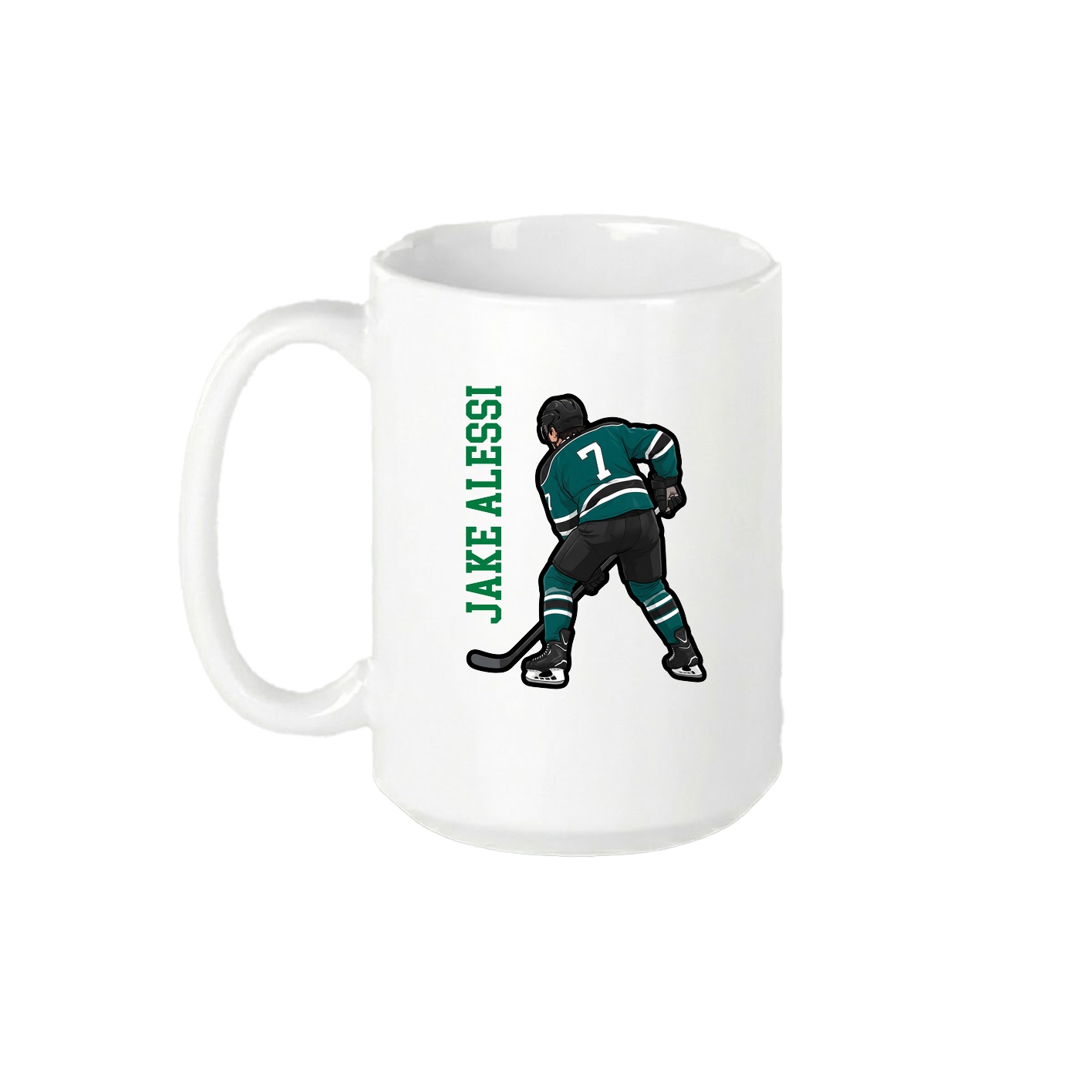 15oz Coffee Mug — Name Vertical in White
