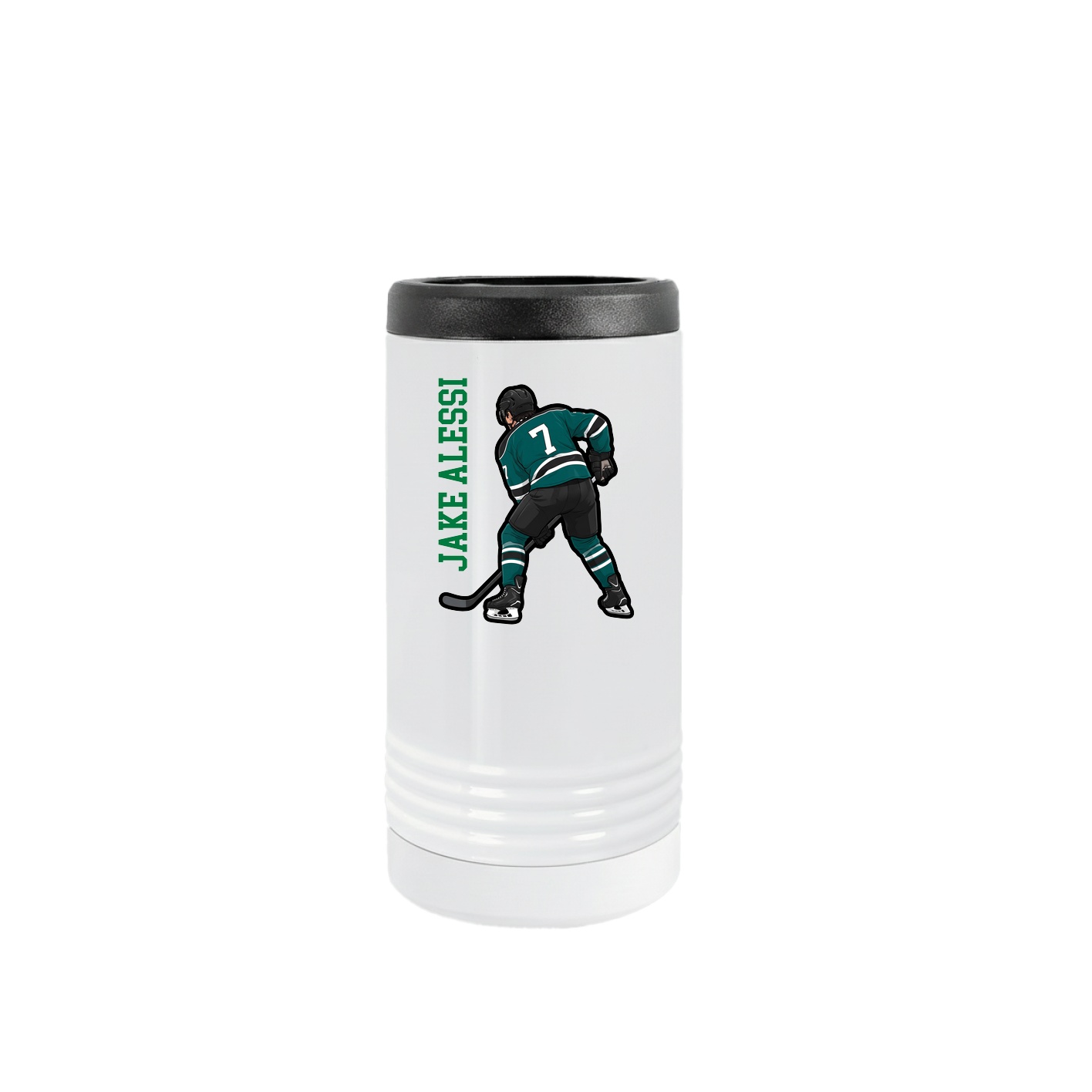 Slim Beverage Holder — Name Vertical in White