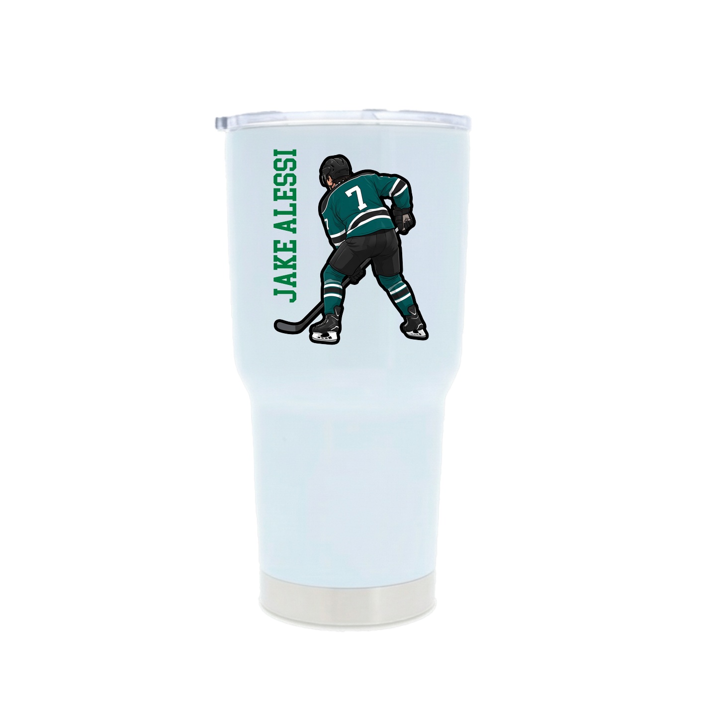 30oz Stainless Steel Tumbler — Name Vertical in White