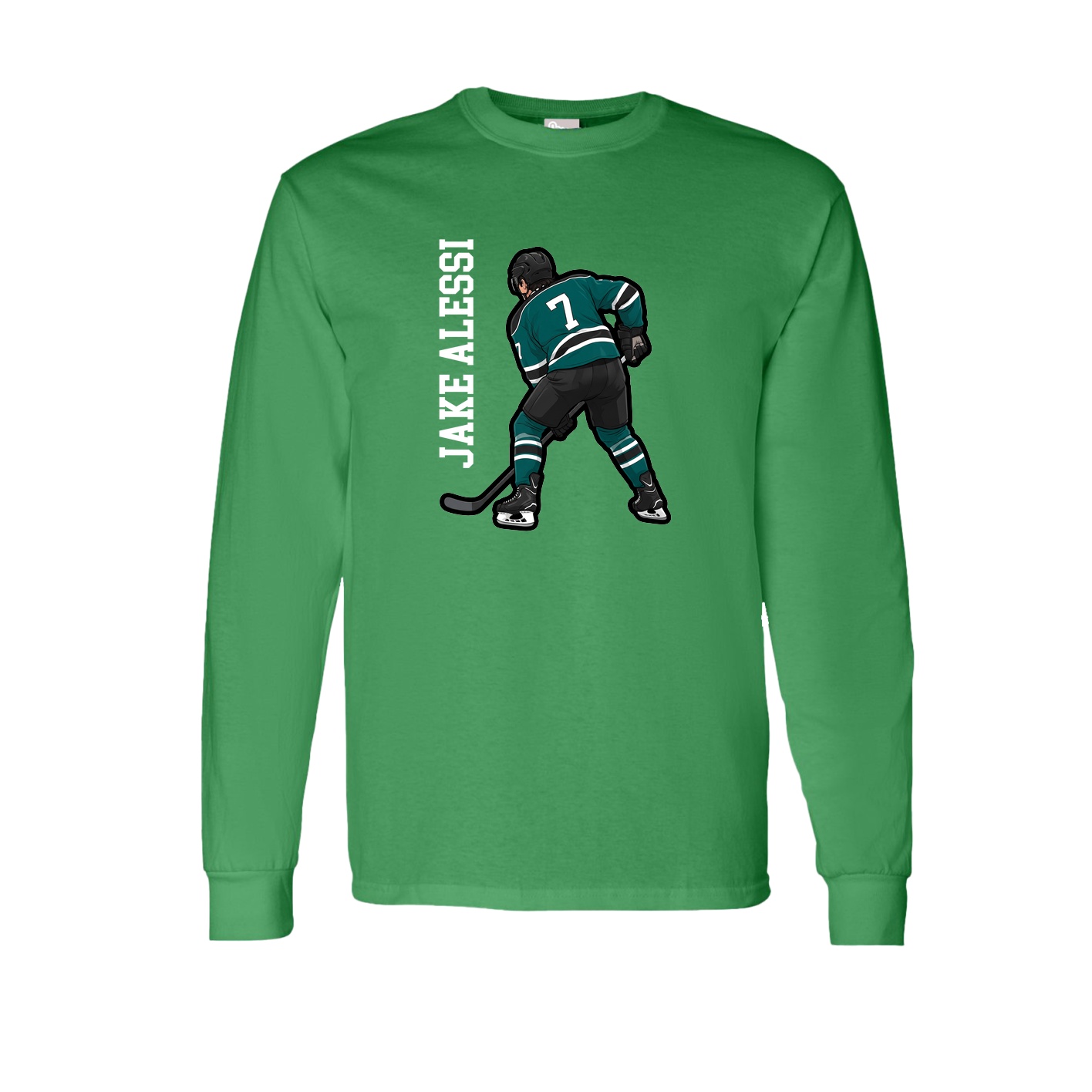Long Sleeve Tee — Name Vertical in Green