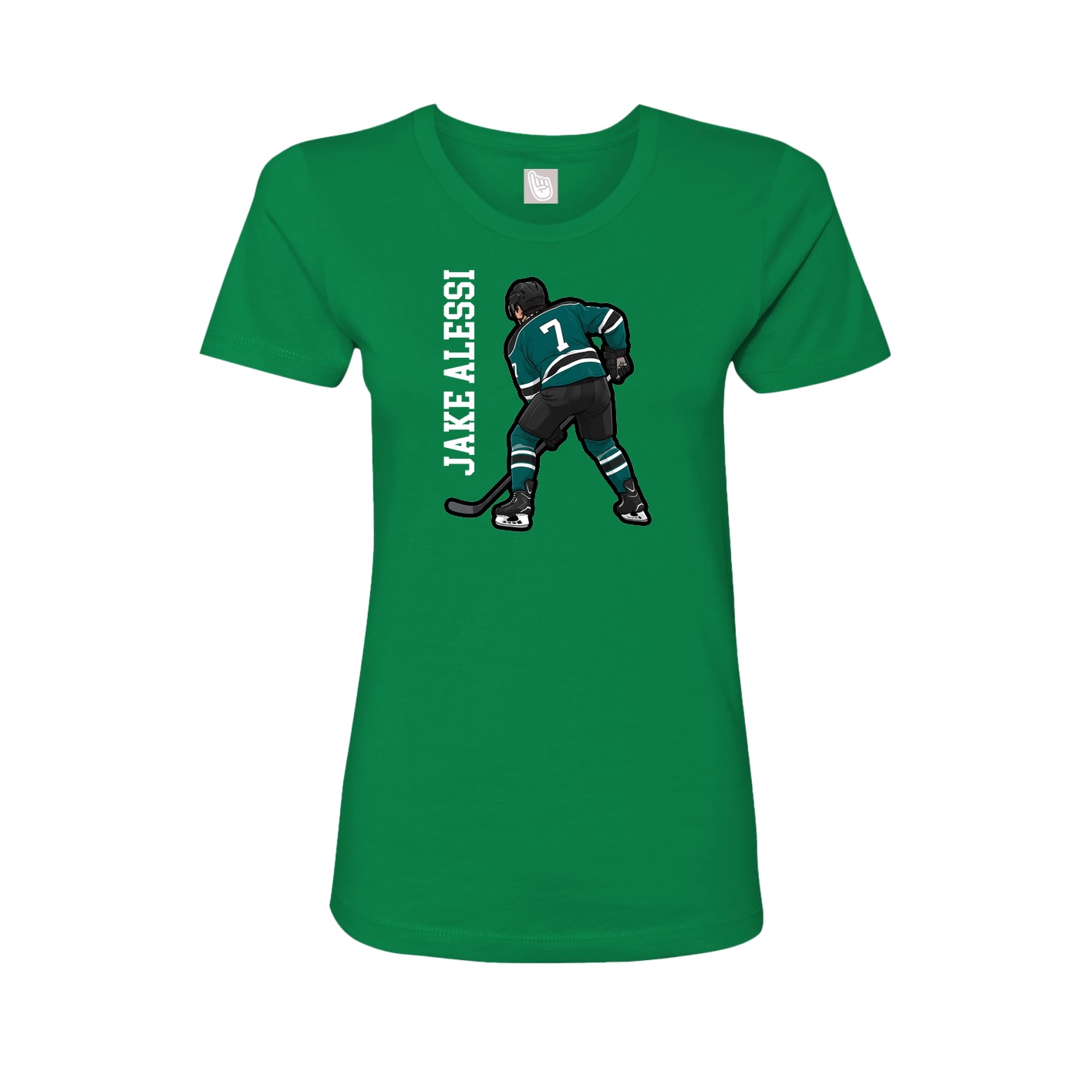 Fitted Women's Tee — Name Vertical in Green
