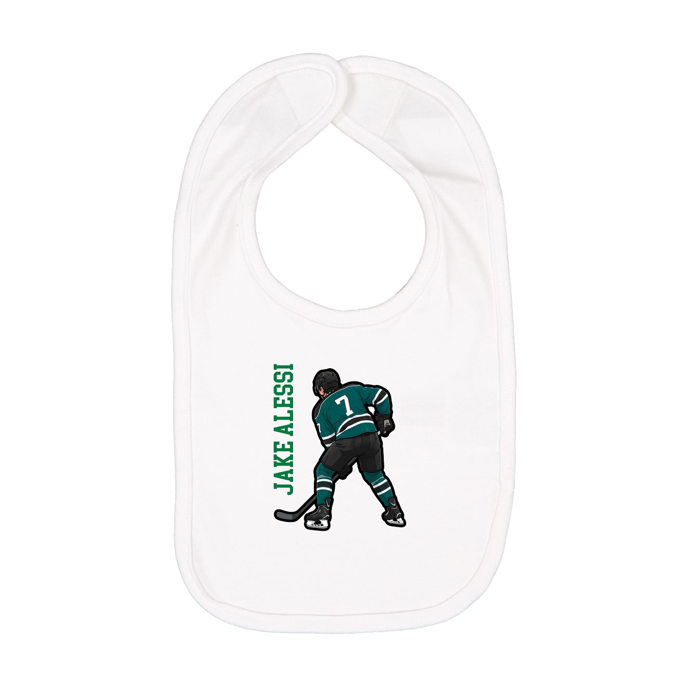 Infant Bib — Name Vertical in White