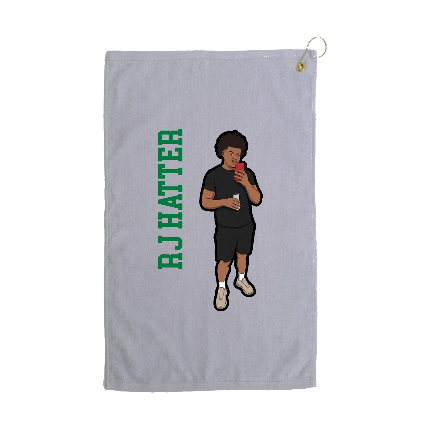 Golf Towel — Name Vertical in Grey
