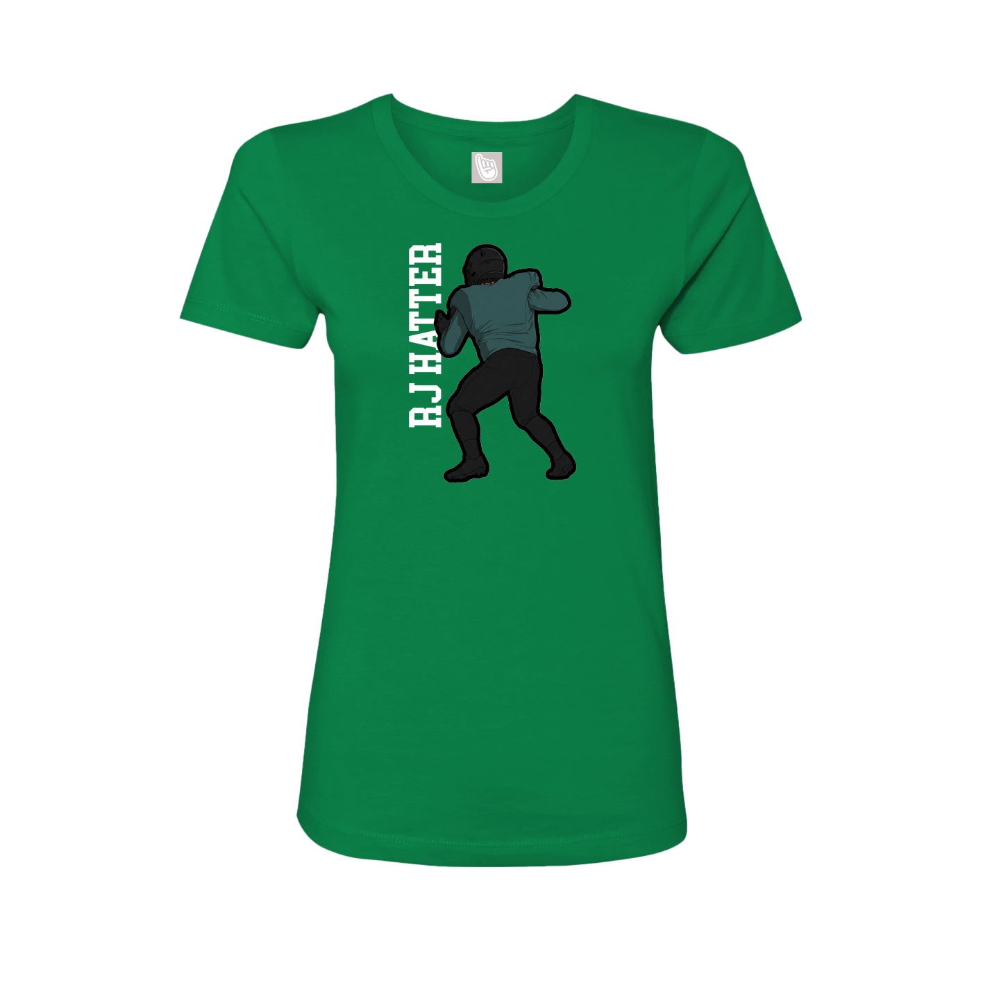 Fitted Women's Tee — Name Vertical in Green