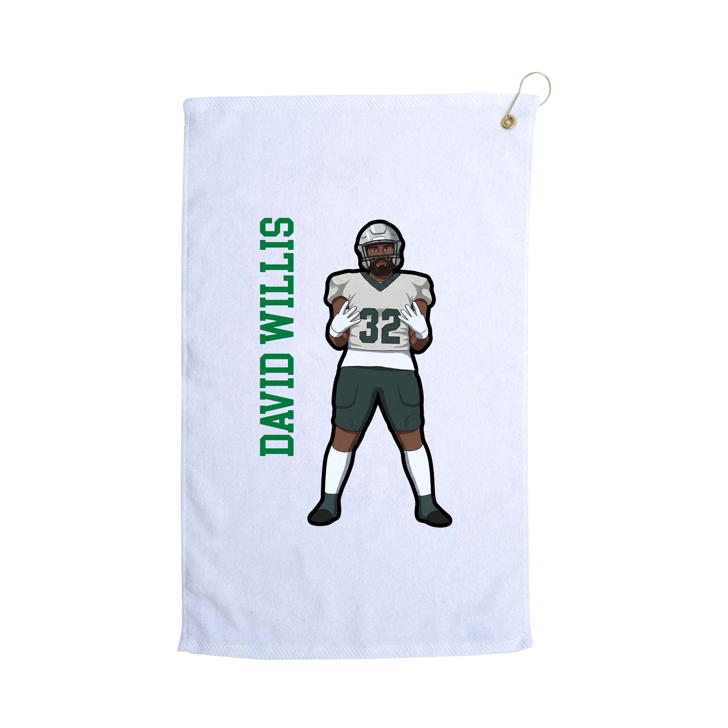Golf Towel — Name Vertical in White