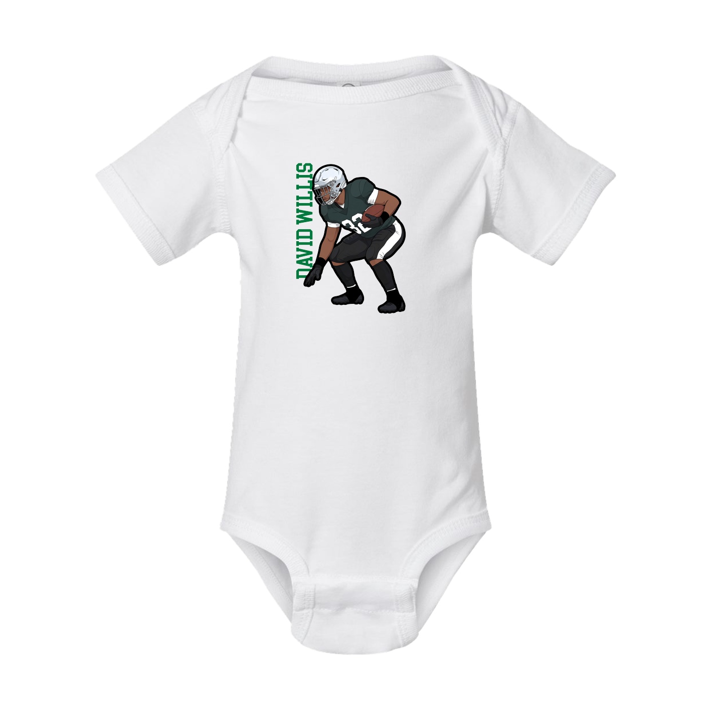 Baby Onesie — Name Vertical in White