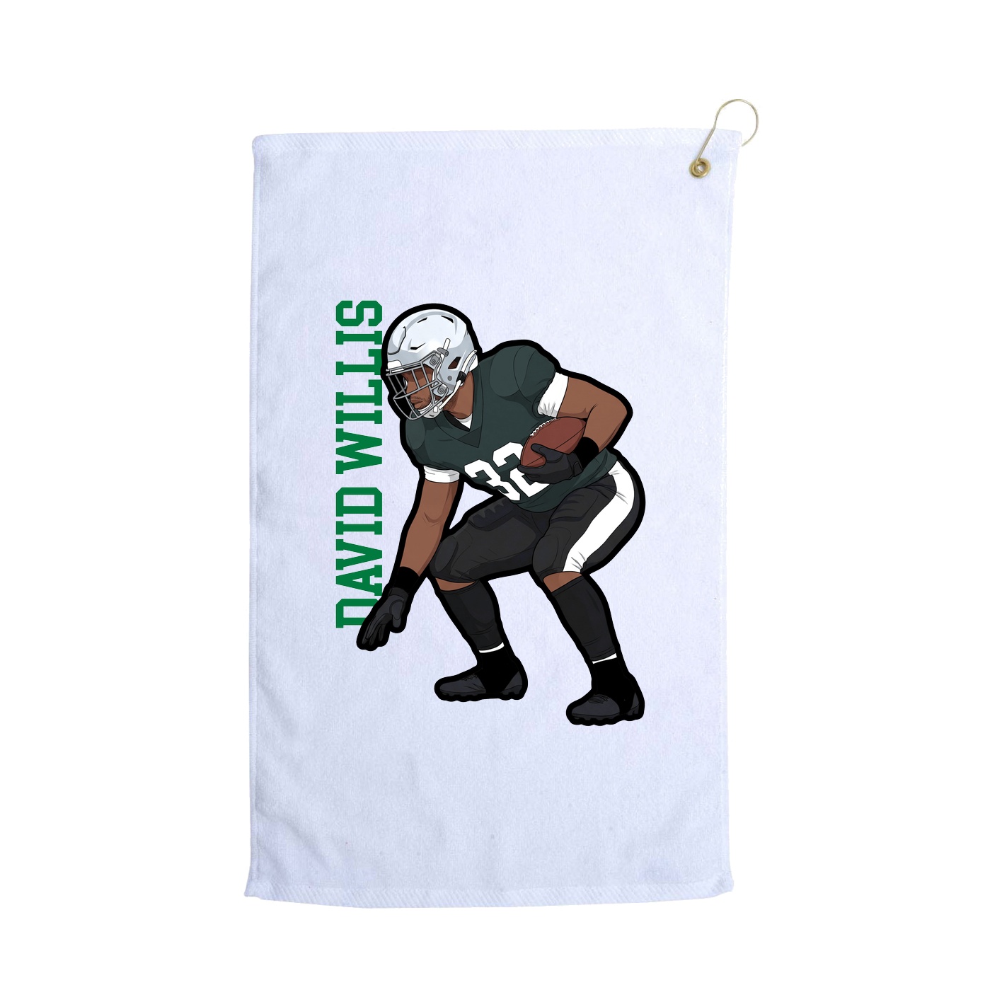 Golf Towel — Name Vertical in White