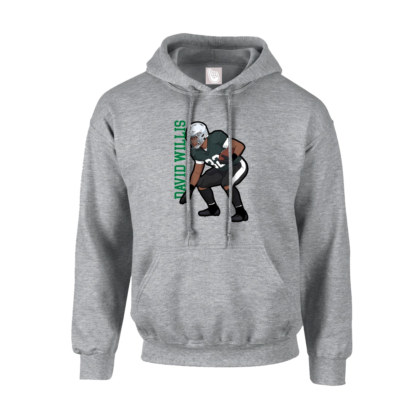 Youth Hoodie — Name Vertical in Grey
