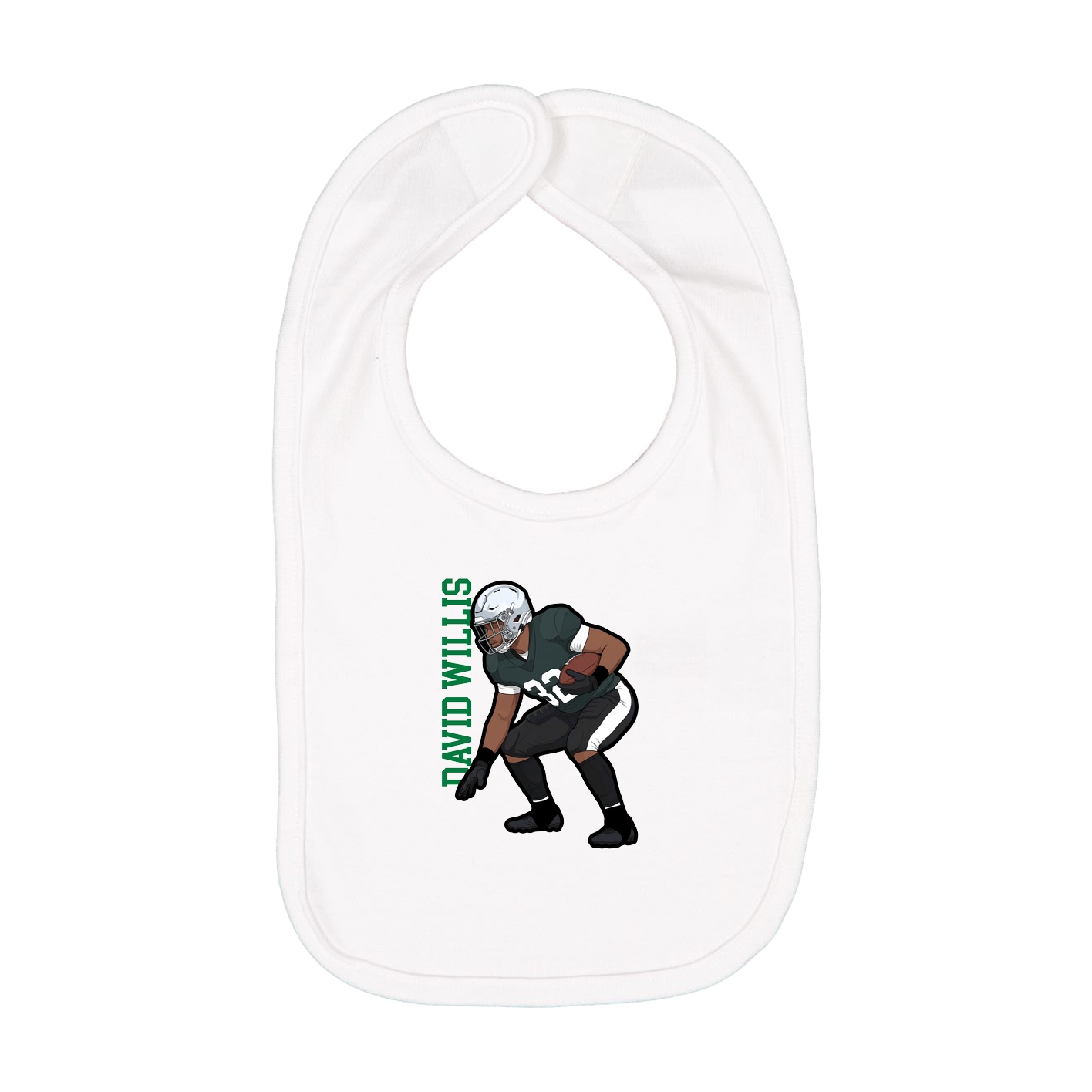 Infant Bib — Name Vertical in White
