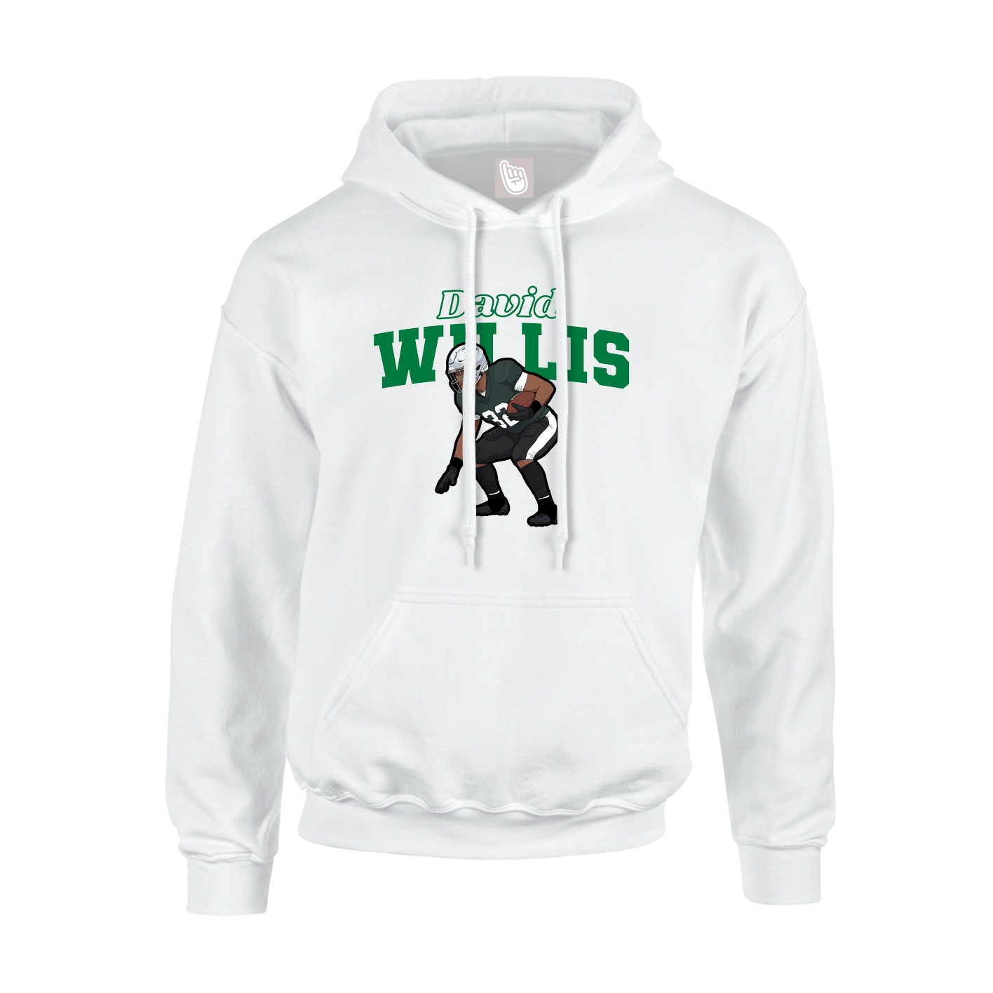 Youth Hoodie — Name Arch in White