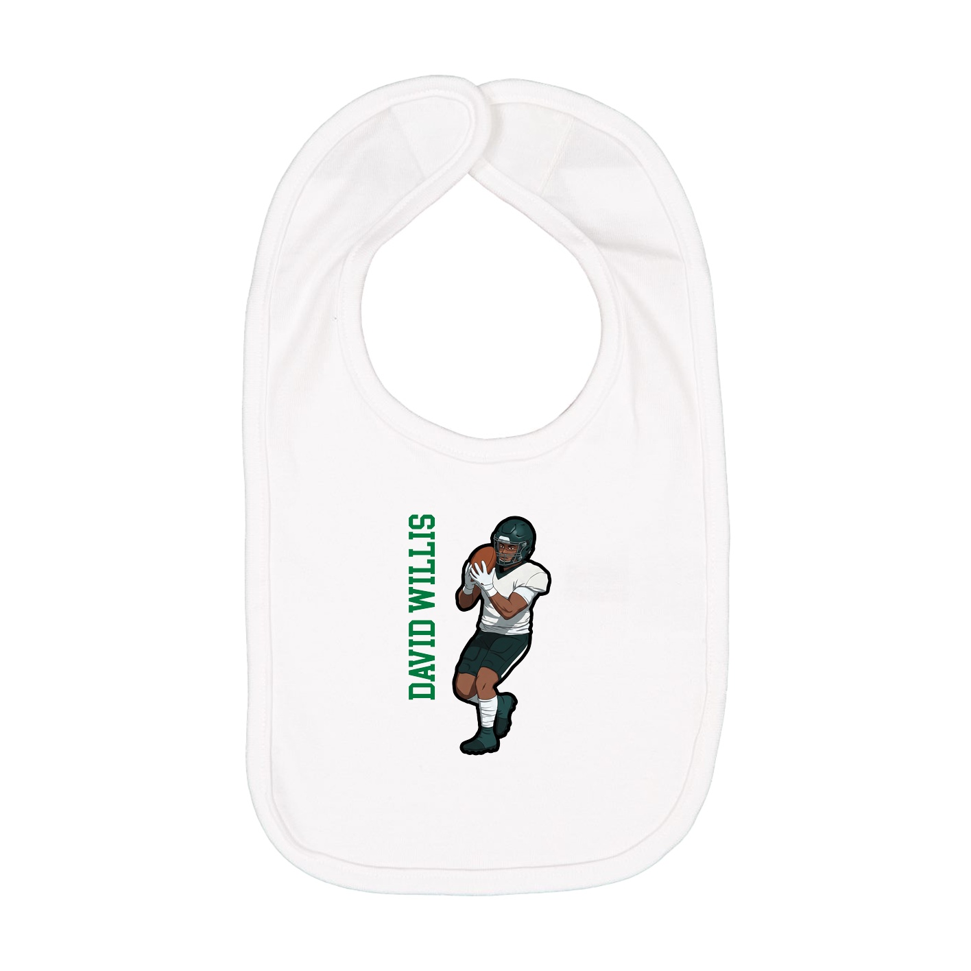 Infant Bib — Name Vertical in White