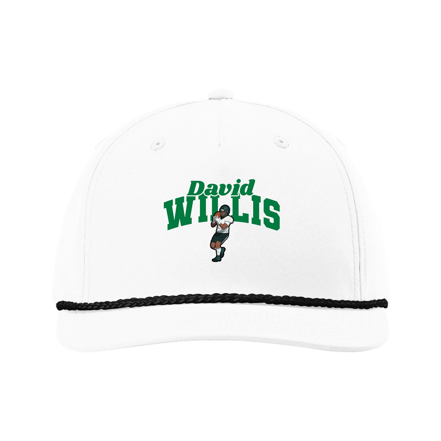 Five-Panel Classic Rope Cap — Signature Arch in White