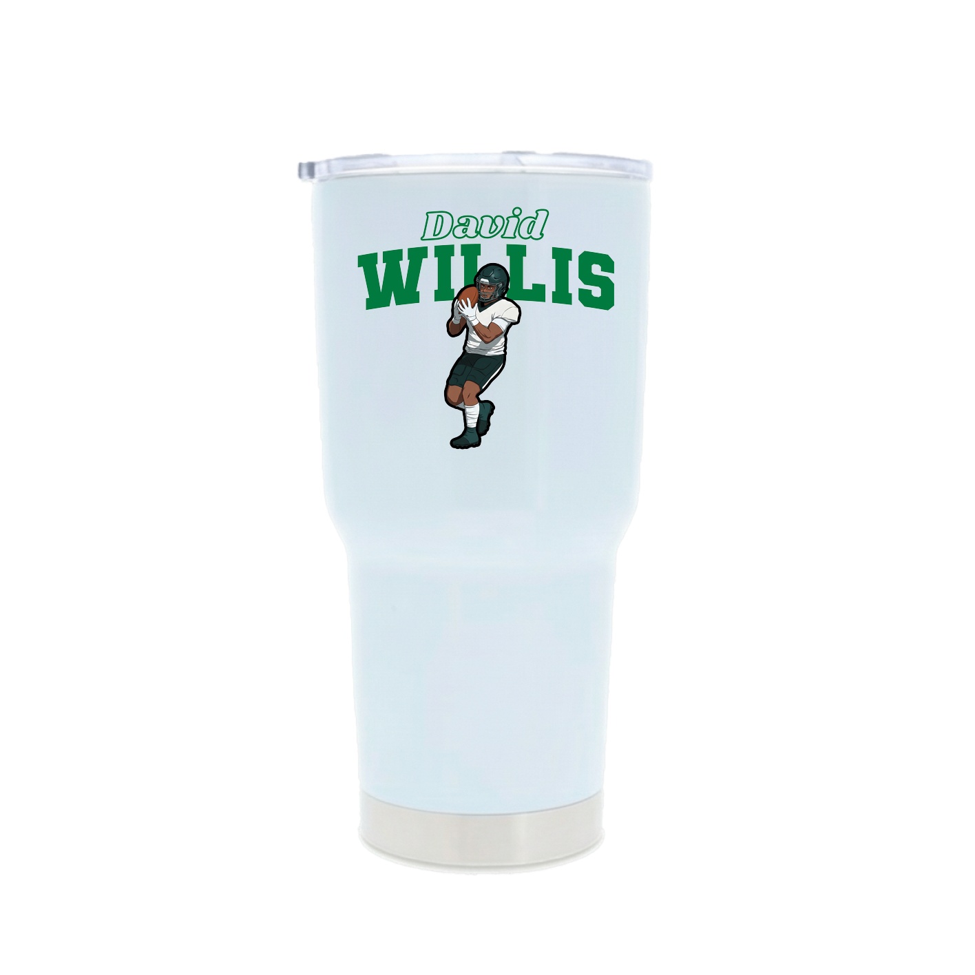30oz Stainless Steel Tumbler — Name Arch in White