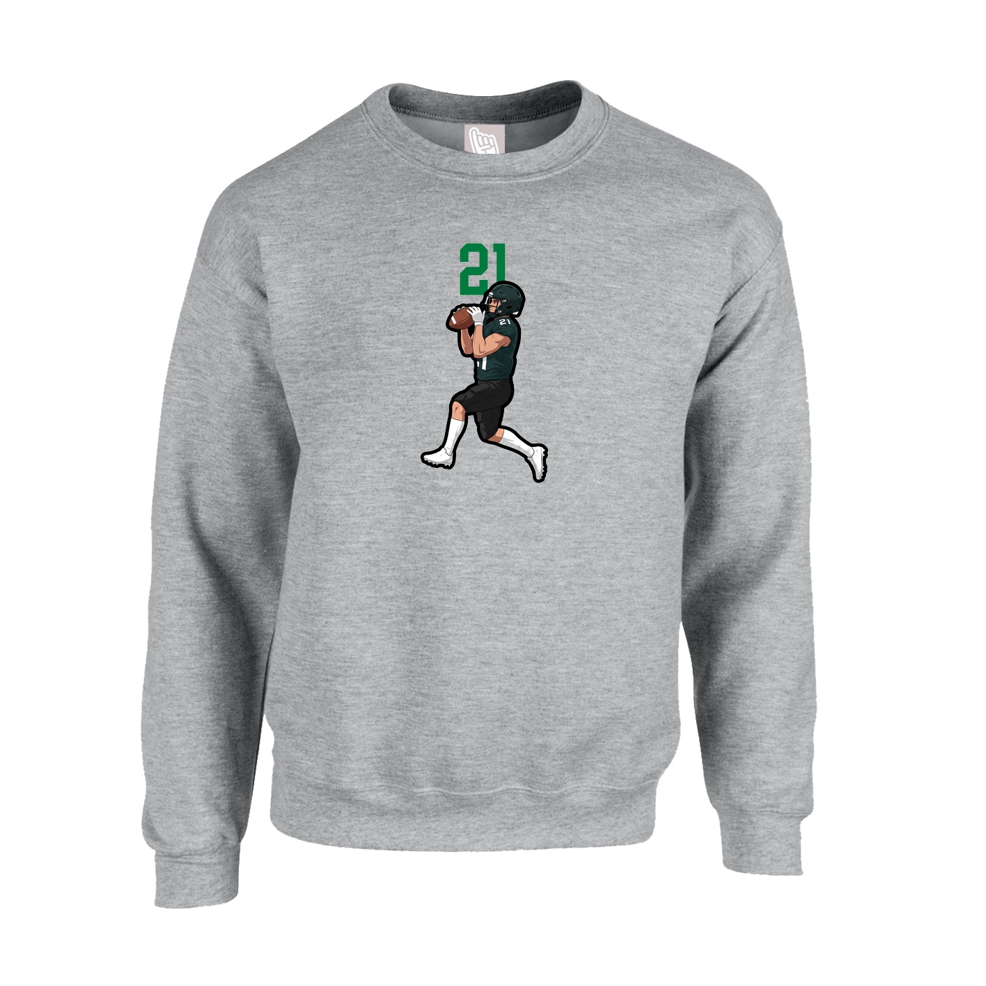 Fleece Crew — Number Top in Grey