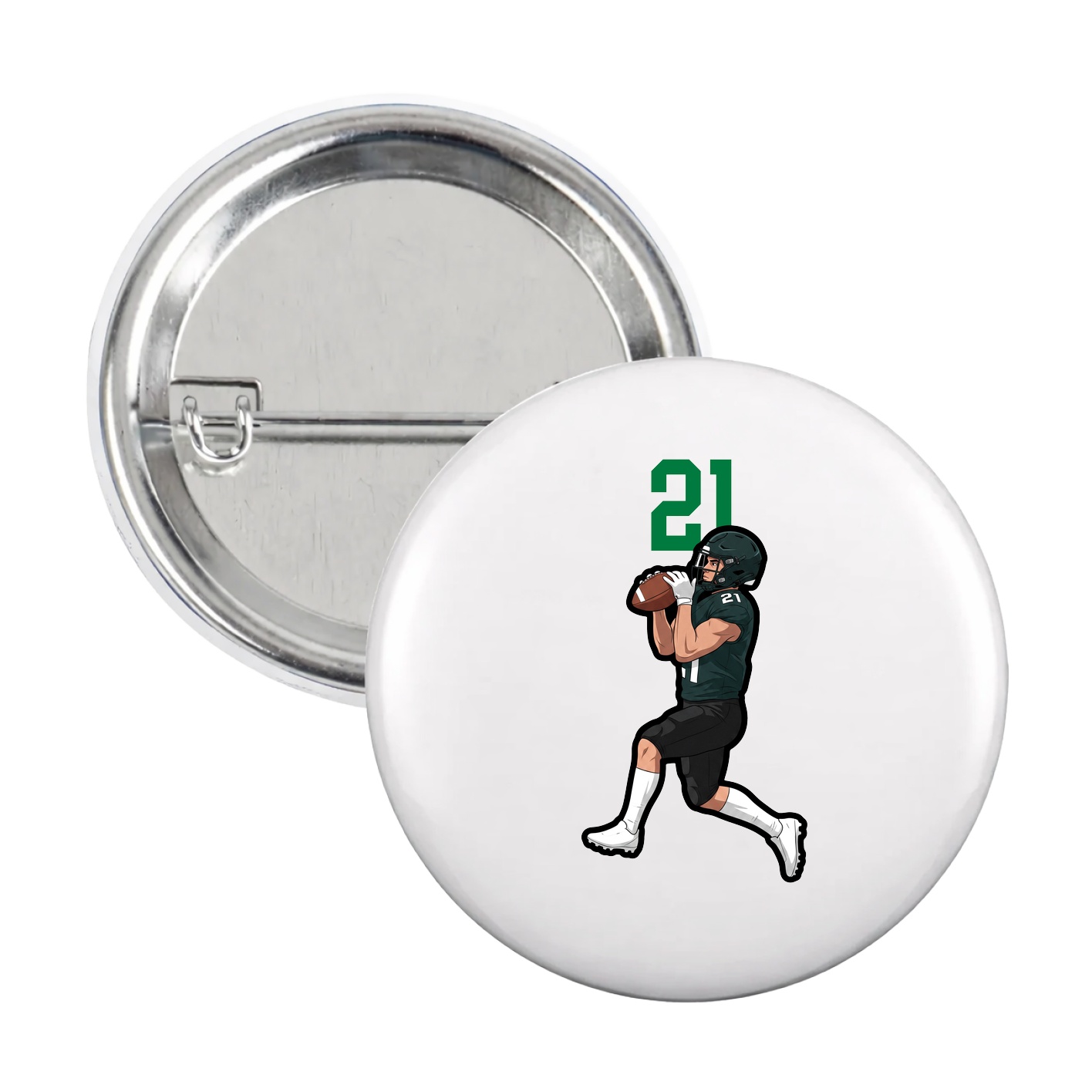 Game Day Button — Number Top in White