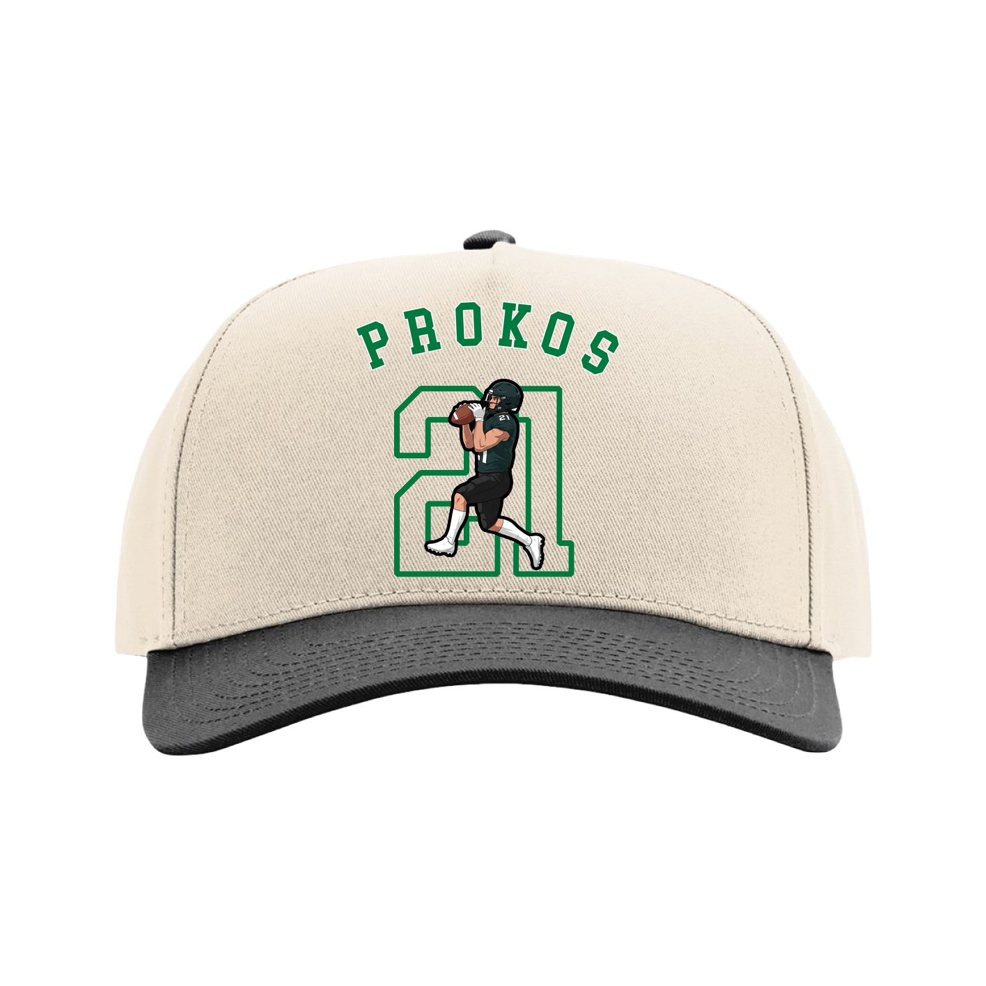 Full Fabric Five-Panel Champ Cap — Shirsey Arch in Cream/Black
