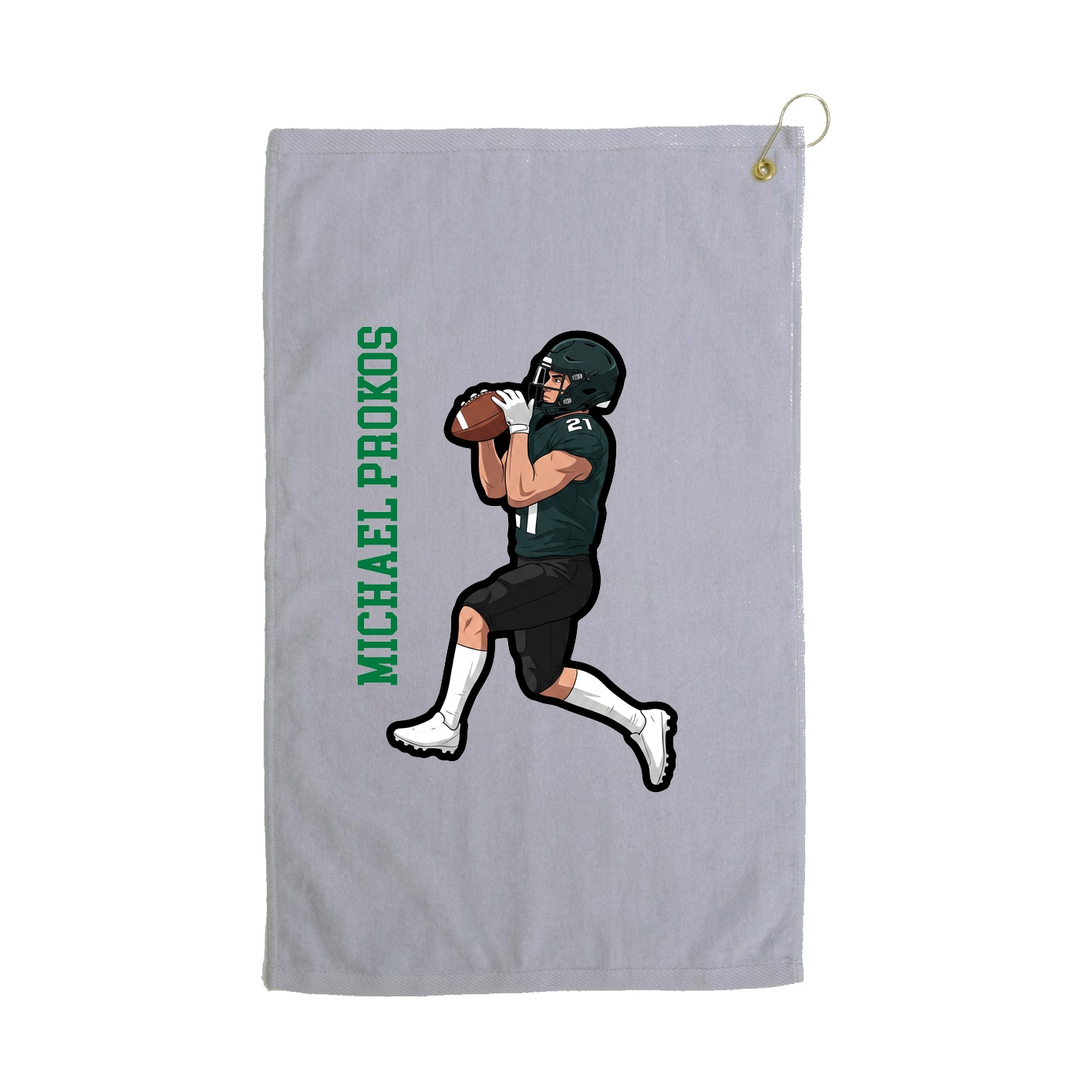 Golf Towel — Name Vertical in Grey