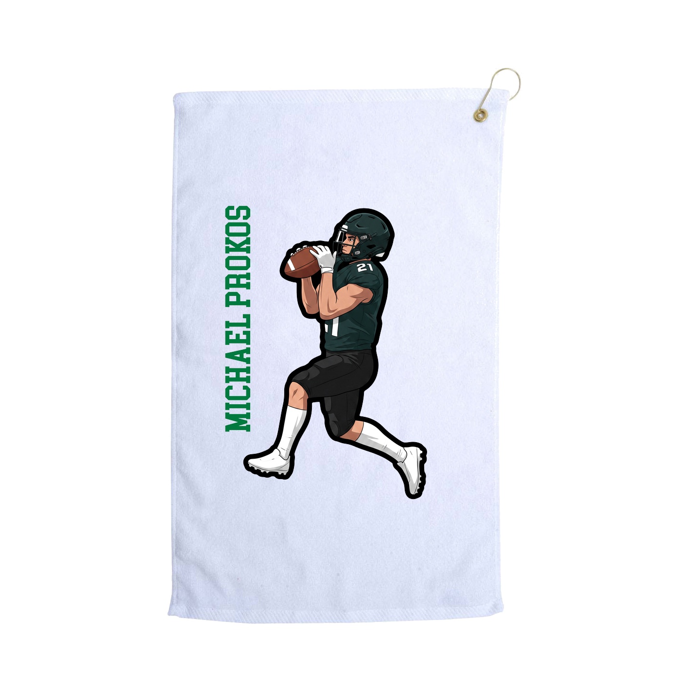 Golf Towel — Name Vertical in White