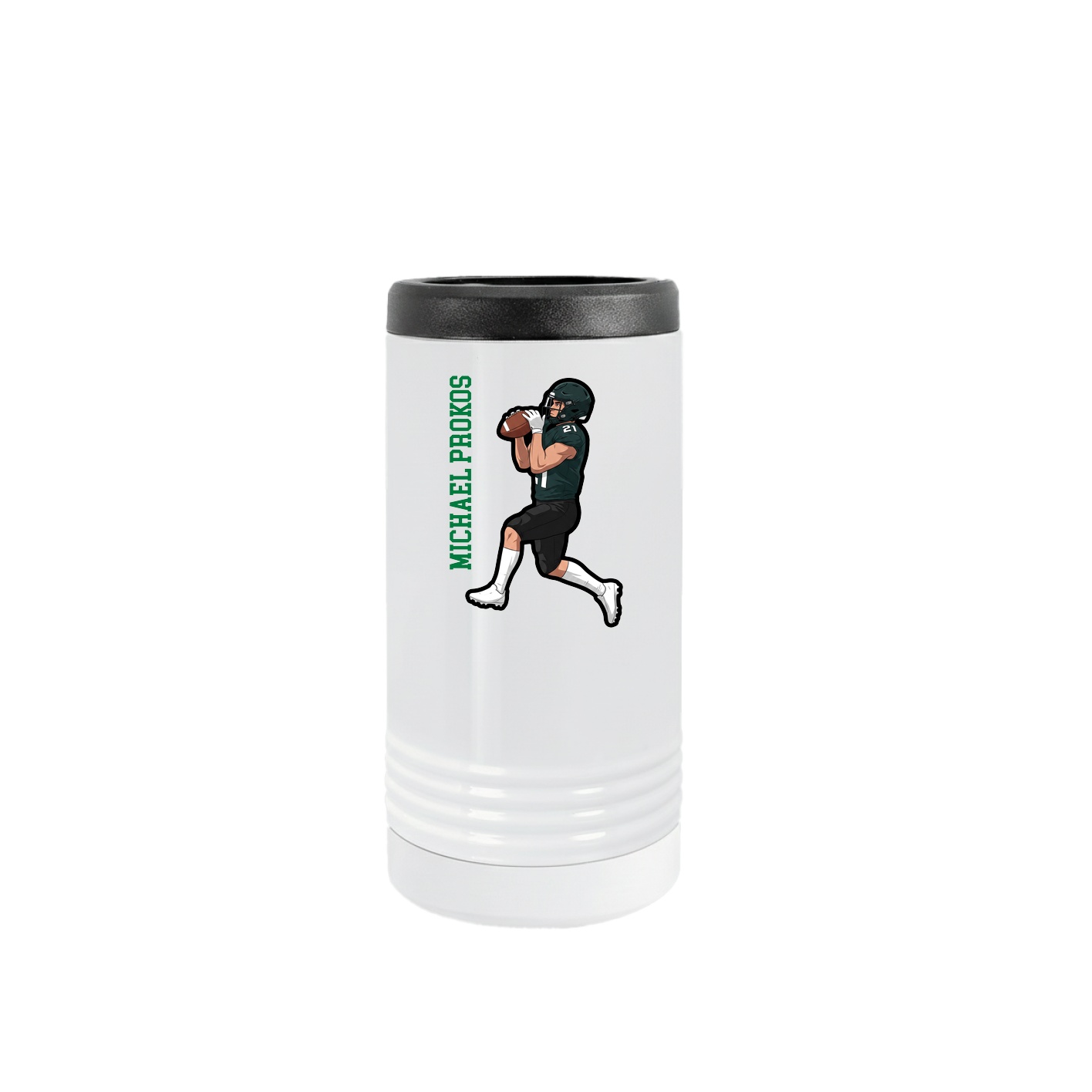 Slim Beverage Holder — Name Vertical in White