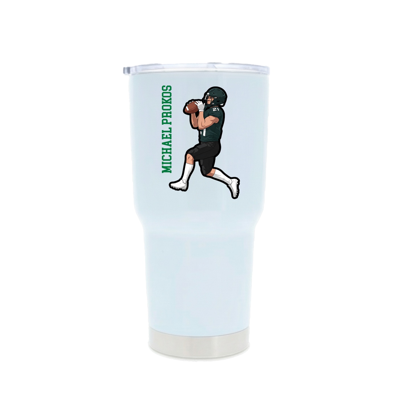 30oz Stainless Steel Tumbler — Name Vertical in White