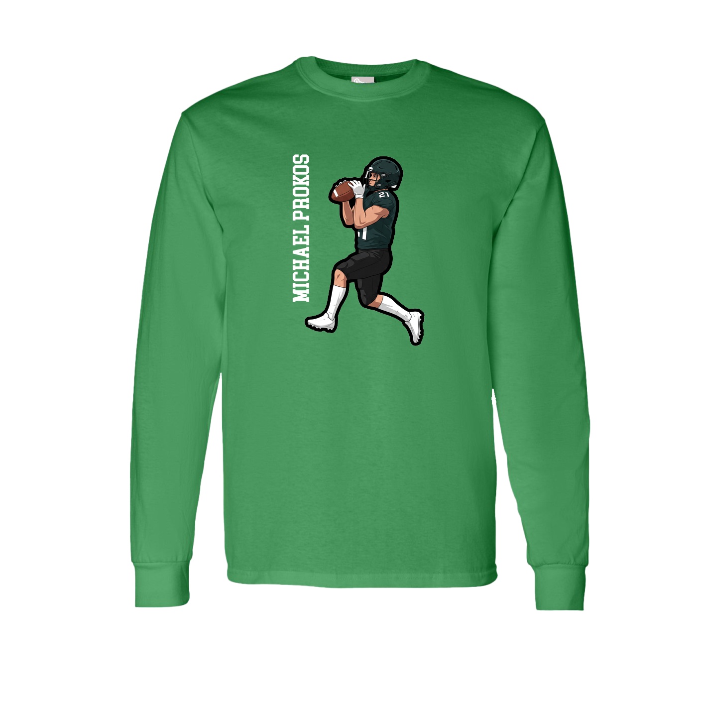 Long Sleeve Tee — Name Vertical in Green