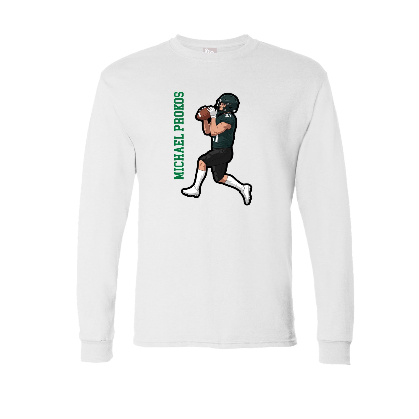 Long Sleeve Tee — Name Vertical in White