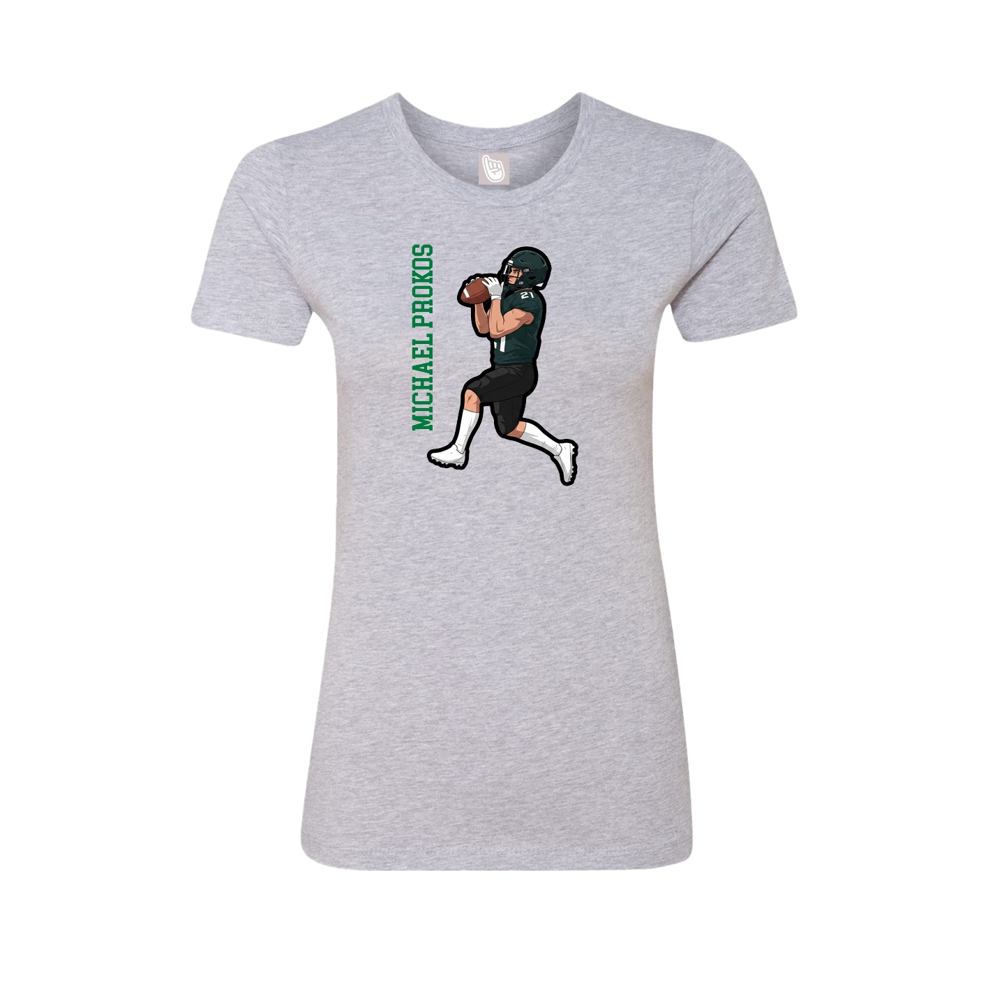 Womens Tee — Name Vertical in Grey