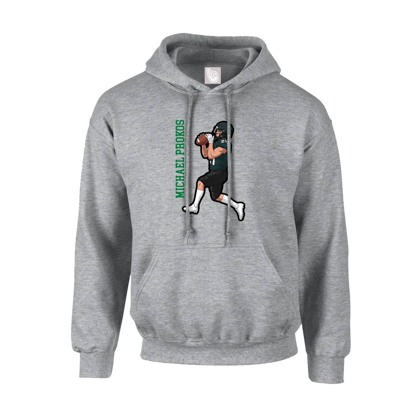 Hoodie — Name Vertical in Grey