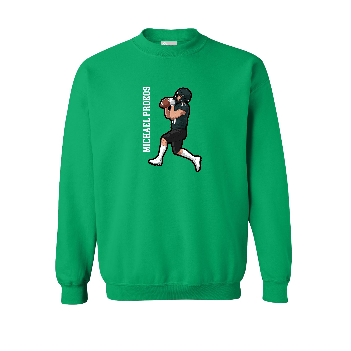 Fleece Crew — Name Vertical in Green