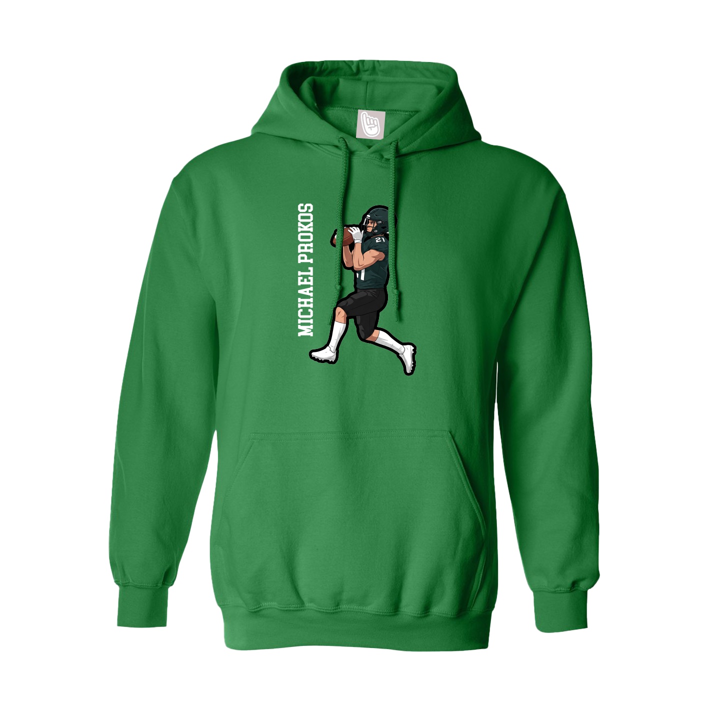 Youth Hoodie — Name Vertical in Green