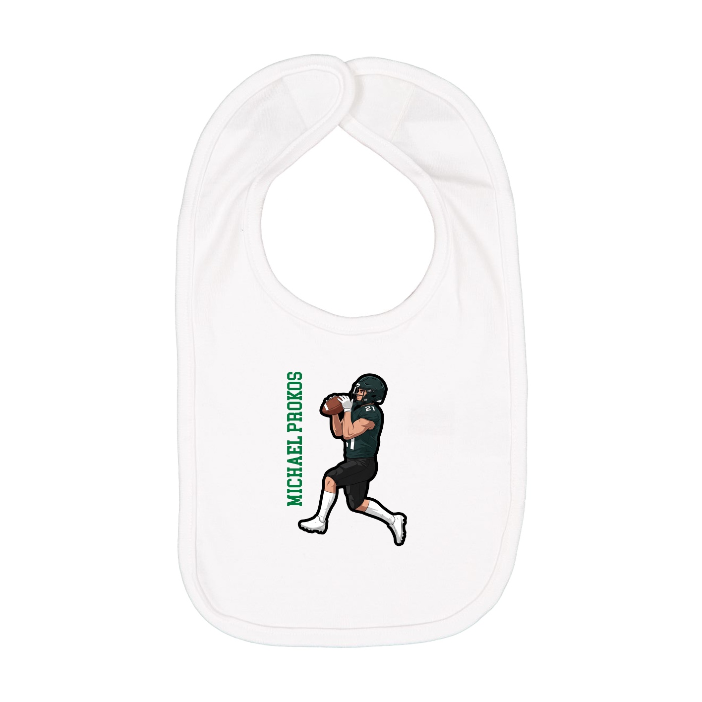 Infant Bib — Name Vertical in White