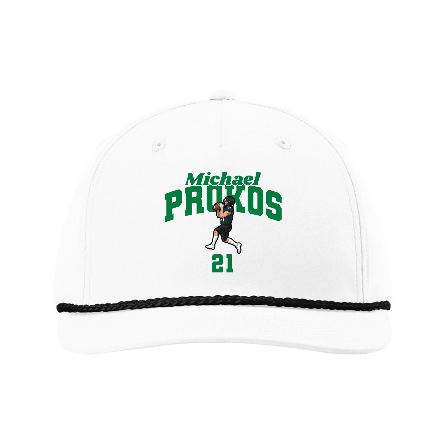 Five-Panel Classic Rope Cap — Signature Arch in White