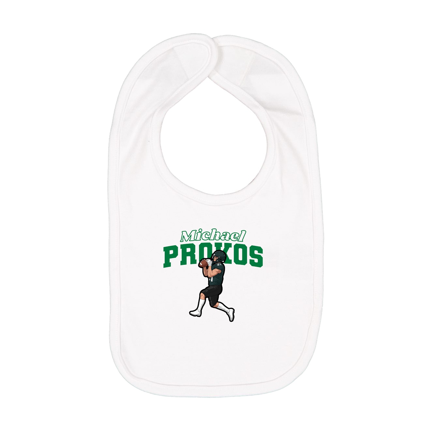 Infant Bib — Name Arch in White