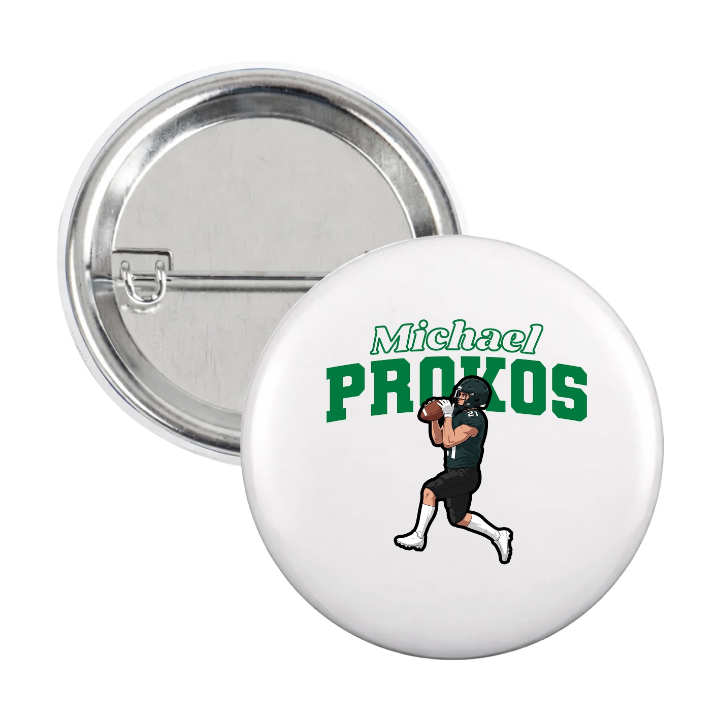 Game Day Button — Name Arch in White