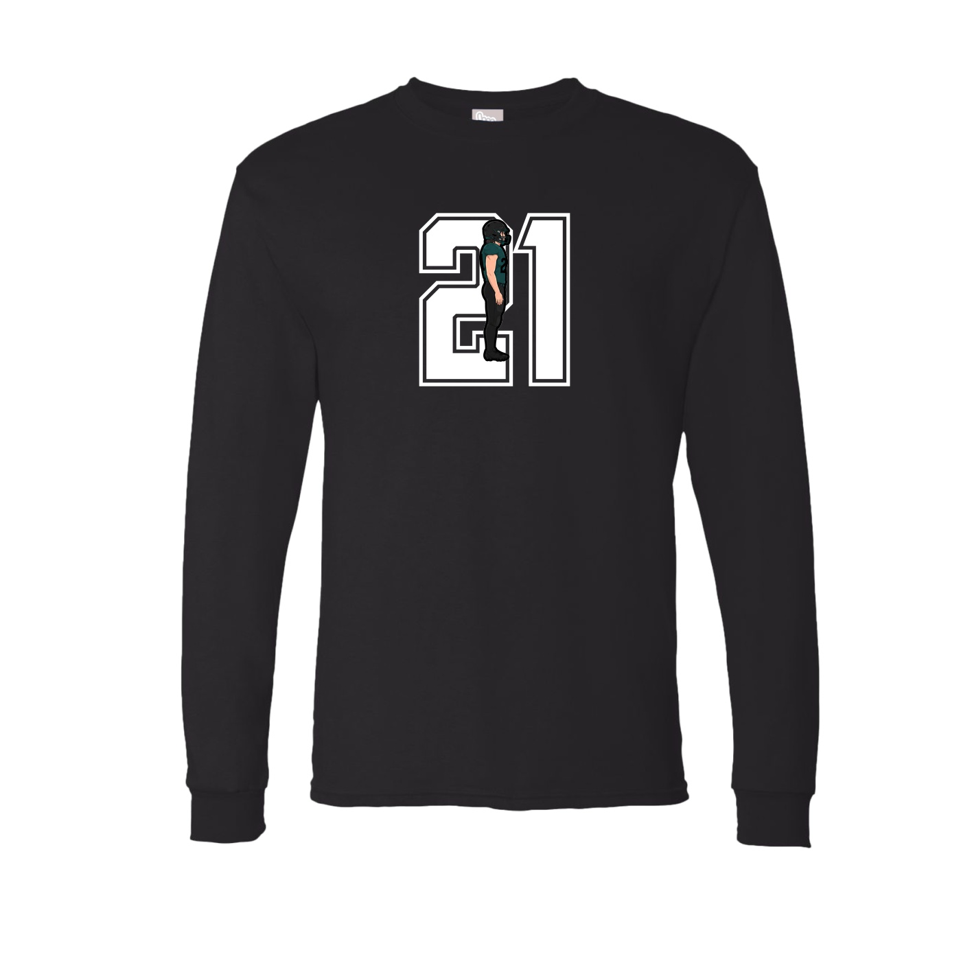 Long Sleeve Tee — Number in Black