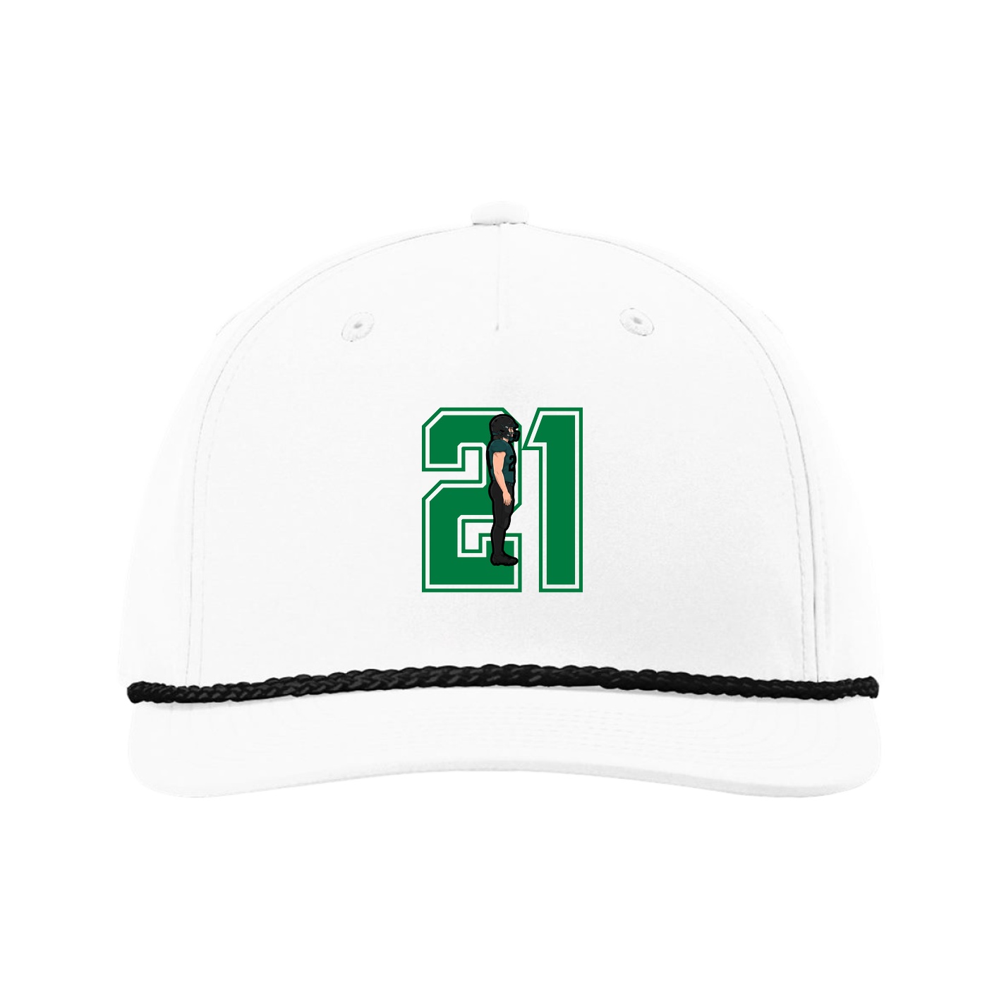 Five-Panel Classic Rope Cap — Number in White