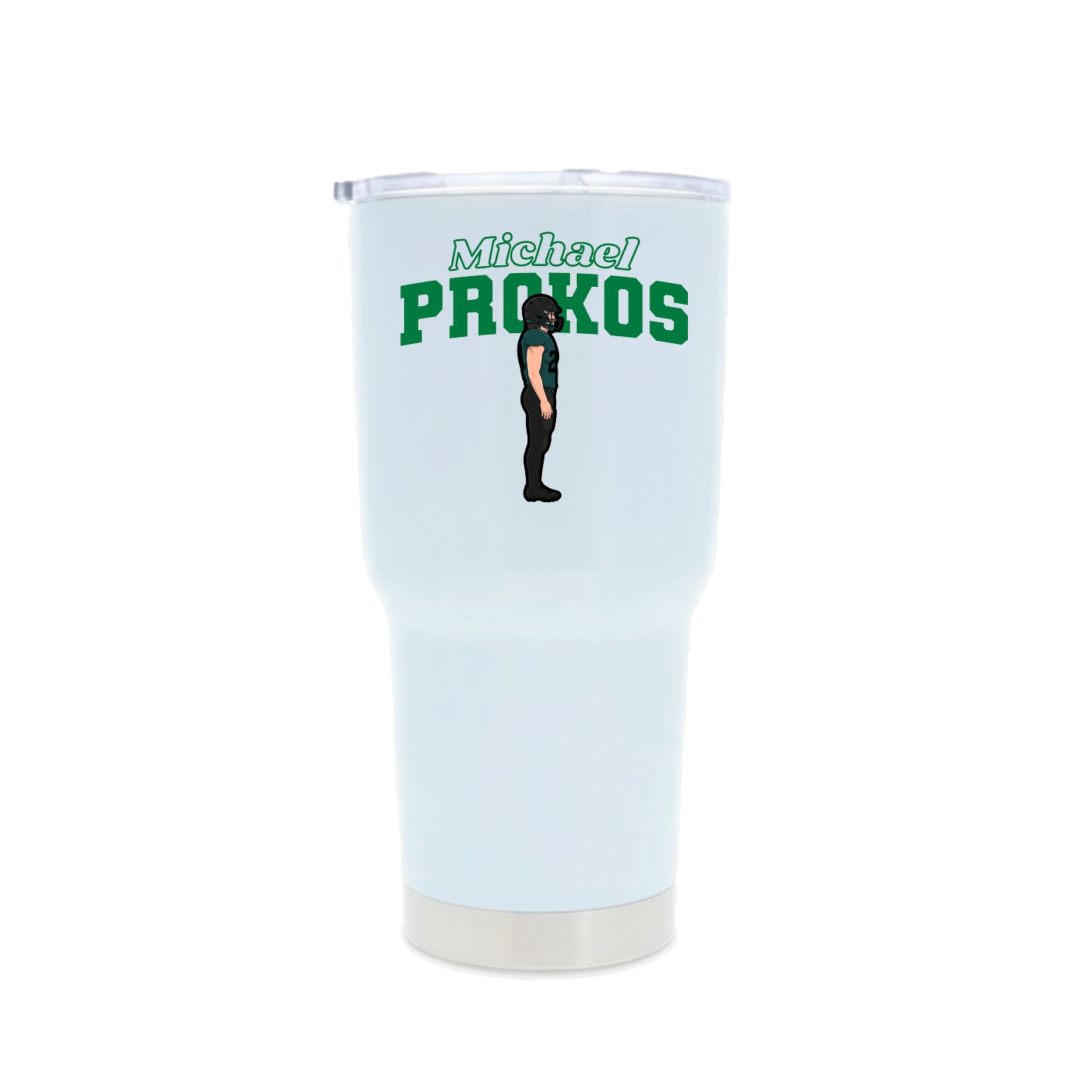 30oz Stainless Steel Tumbler — Name Arch in White