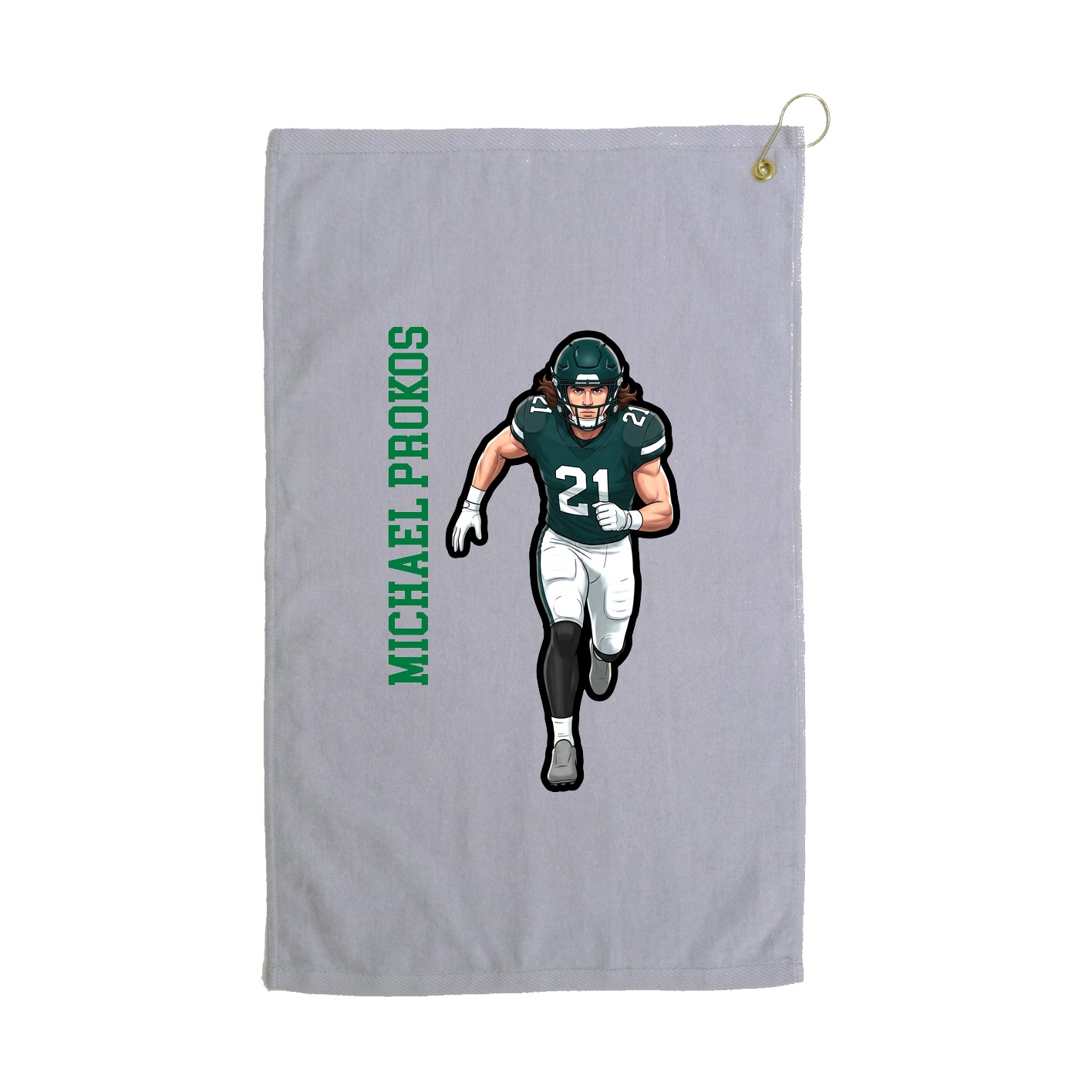 Golf Towel — Name Vertical in Grey