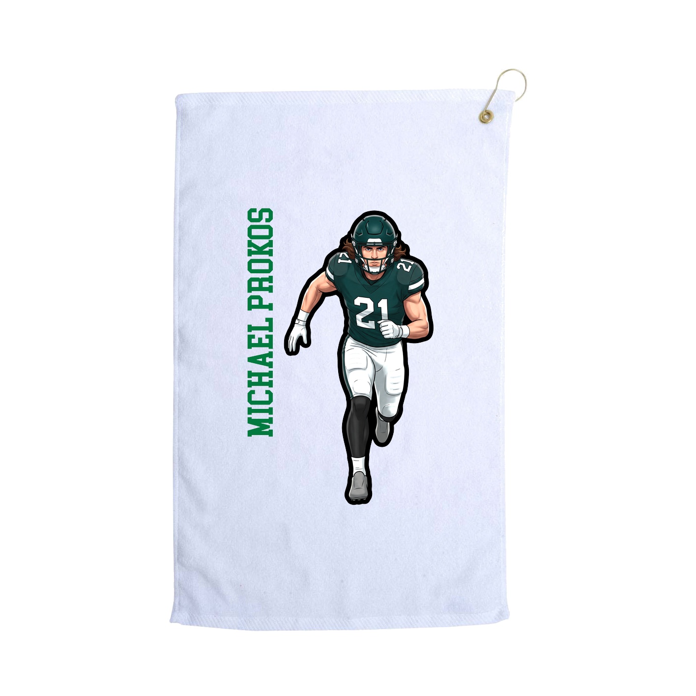 Golf Towel — Name Vertical in White