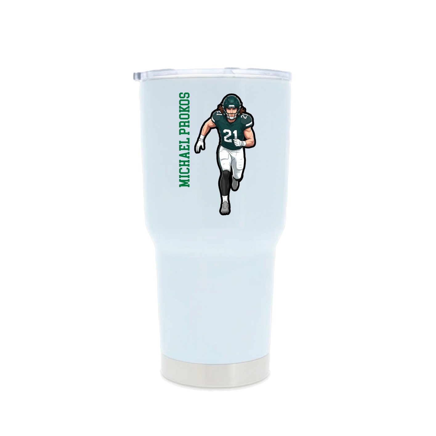 30oz Stainless Steel Tumbler — Name Vertical in White
