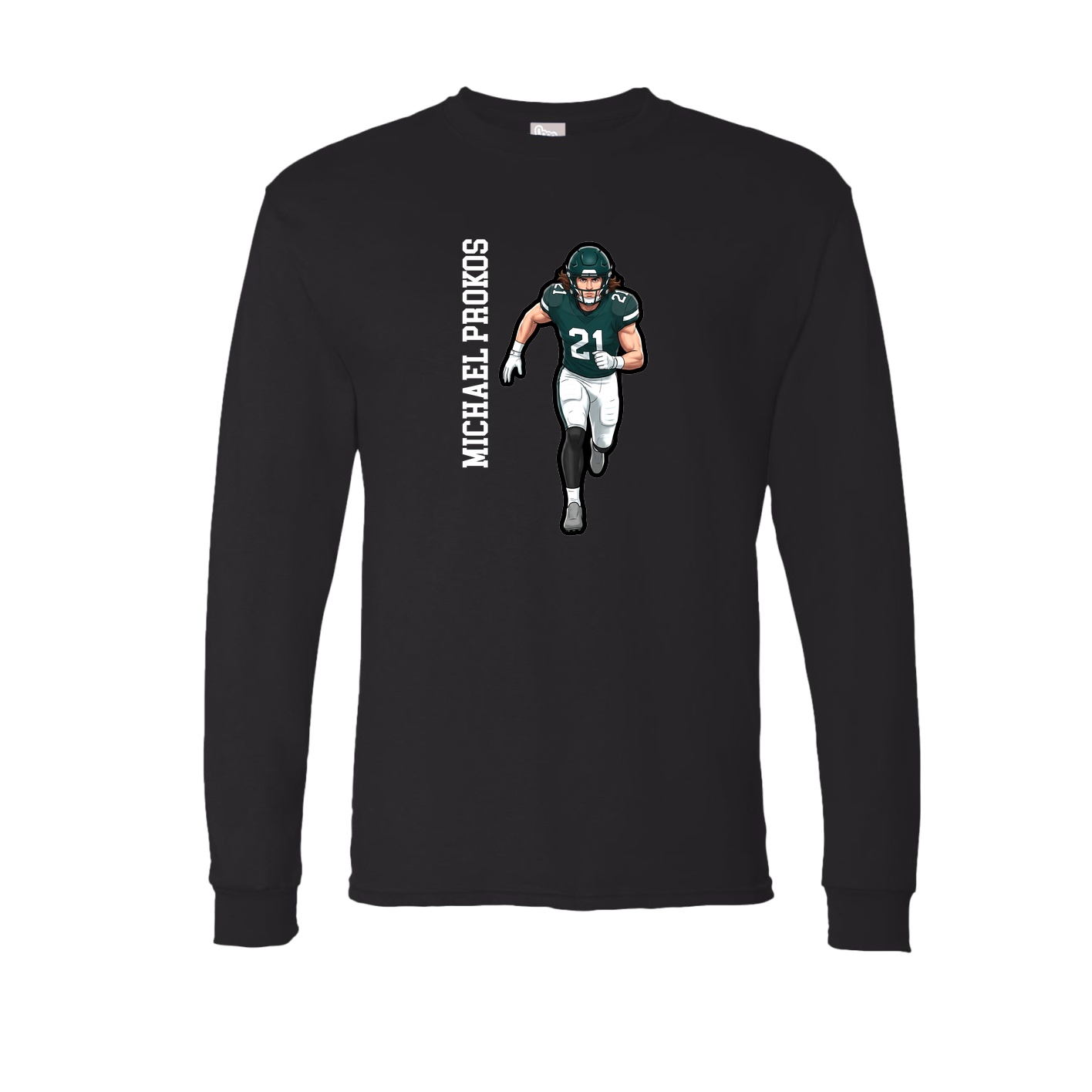 Long Sleeve Tee — Name Vertical in Black