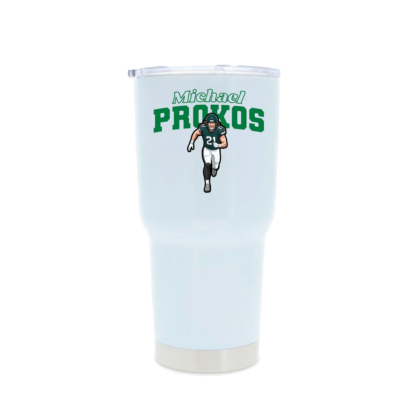30oz Stainless Steel Tumbler — Name Arch in White