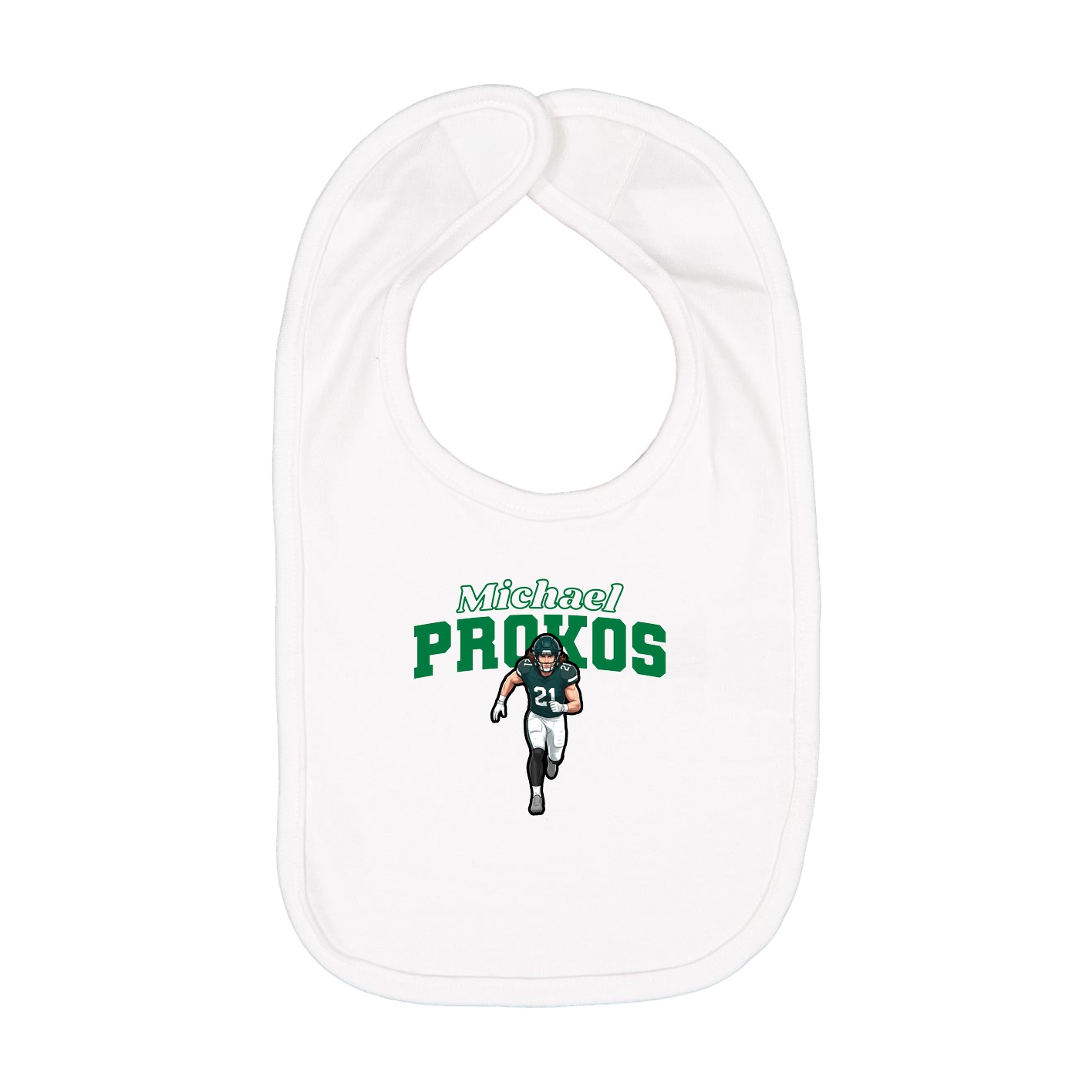 Infant Bib — Name Arch in White
