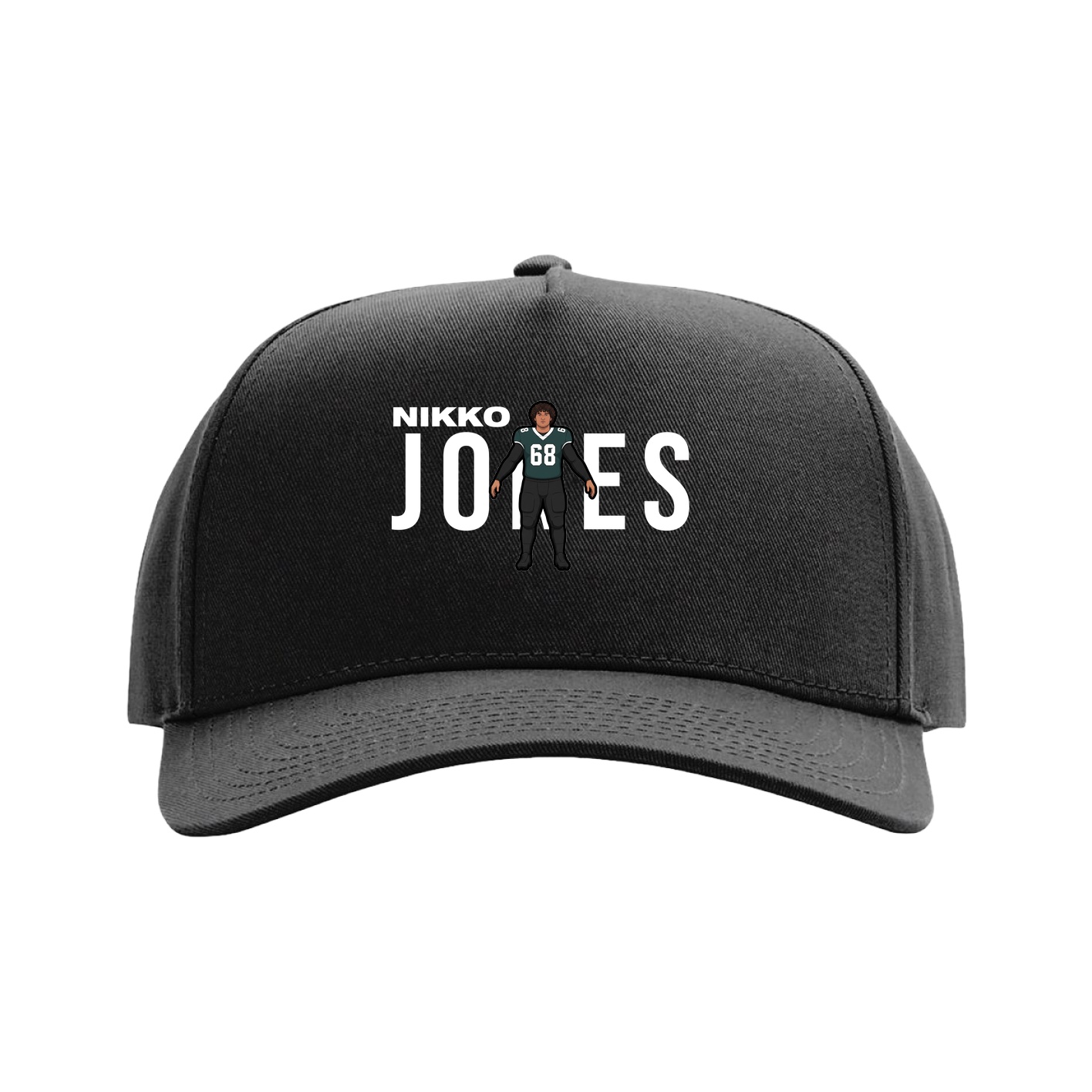 Full Fabric Five-Panel Champ Cap — Player Name in Black