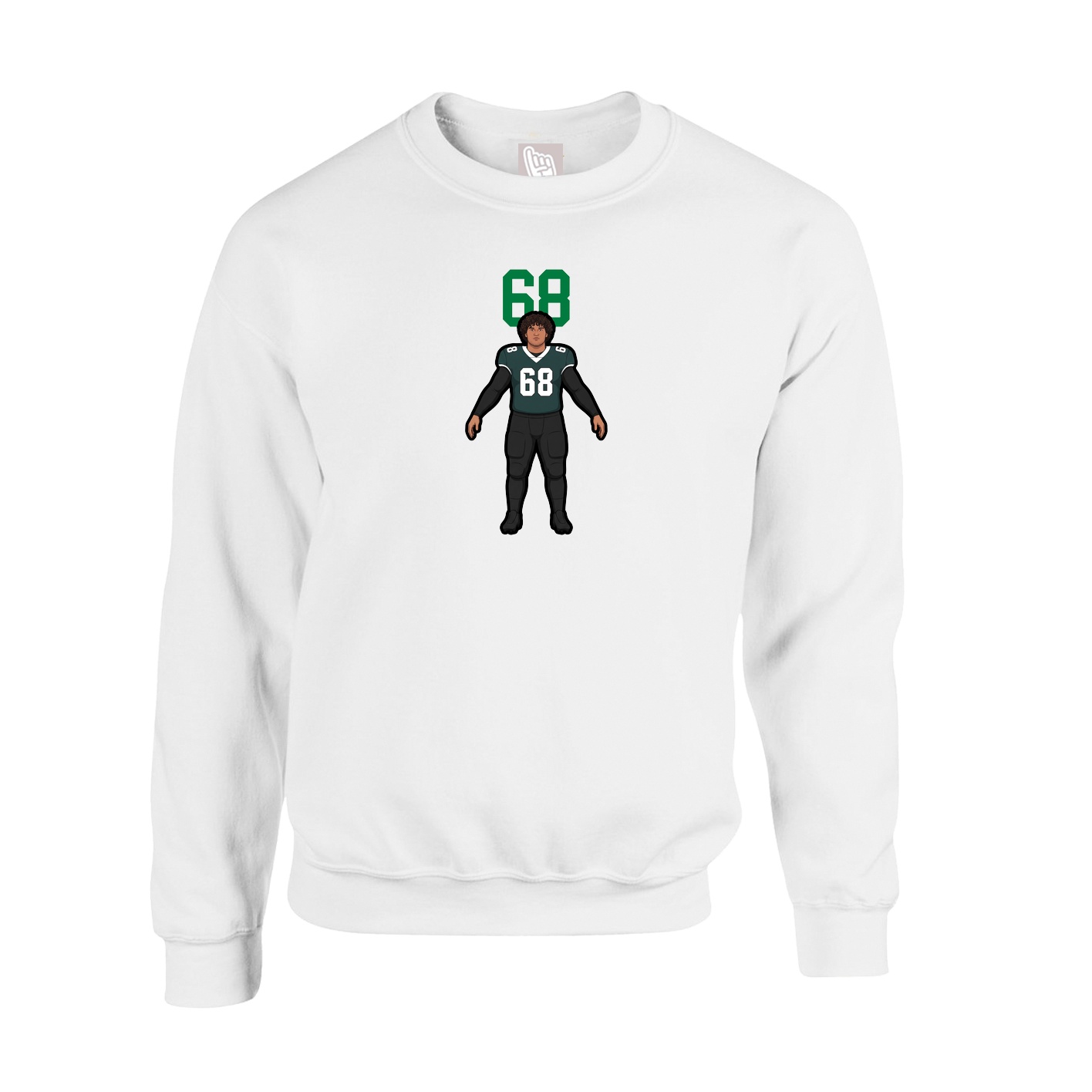 Fleece Crew — Number Top in White