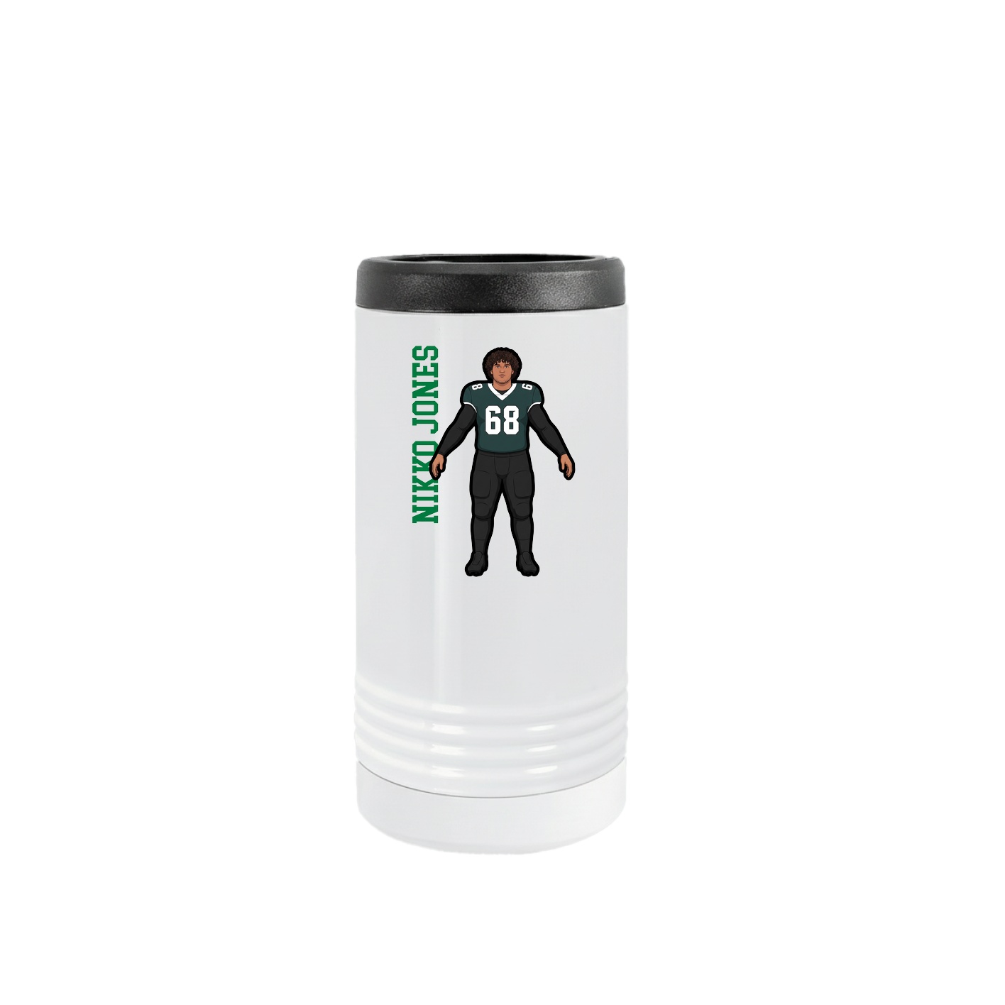 Slim Beverage Holder — Name Vertical in White