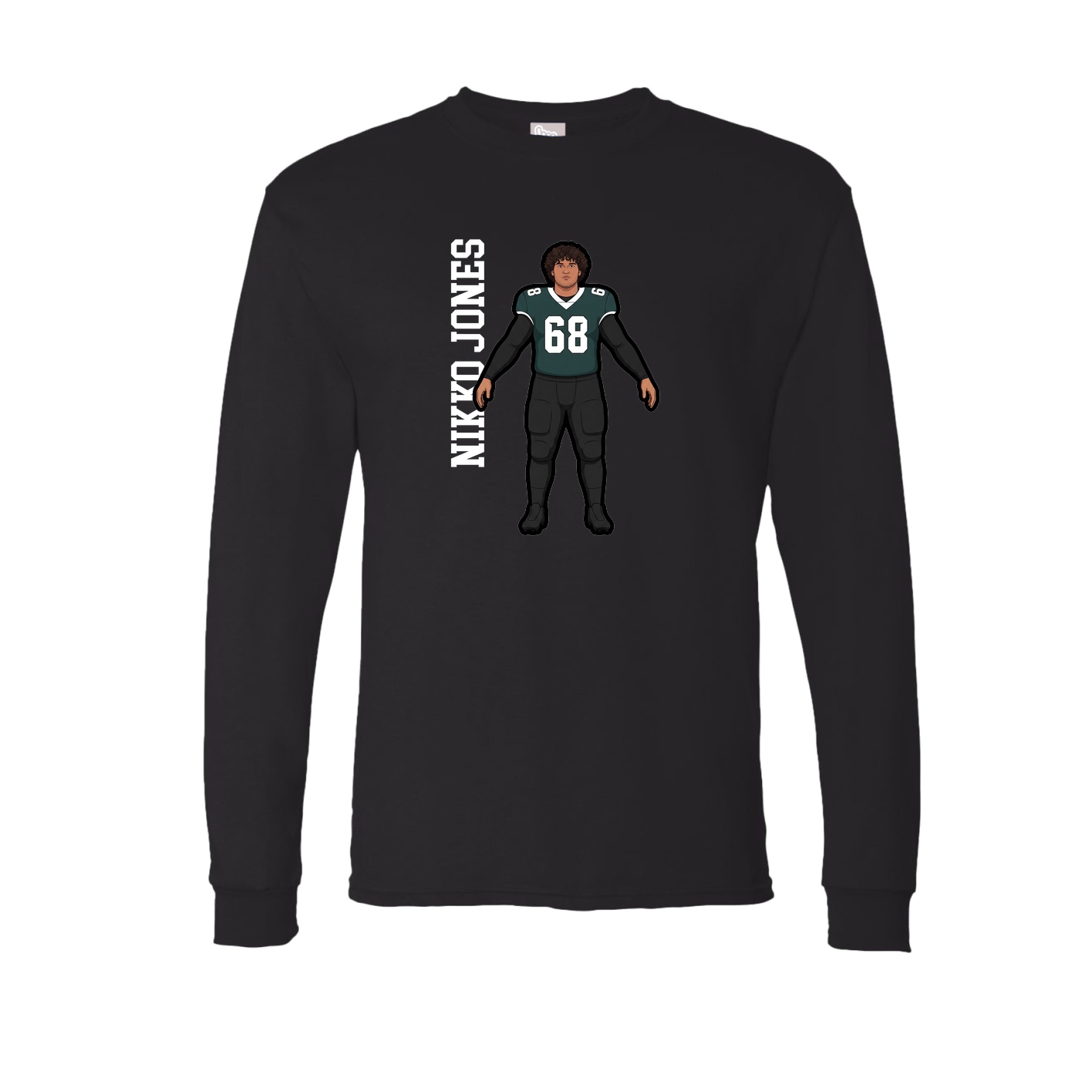 Long Sleeve Tee — Name Vertical in Black