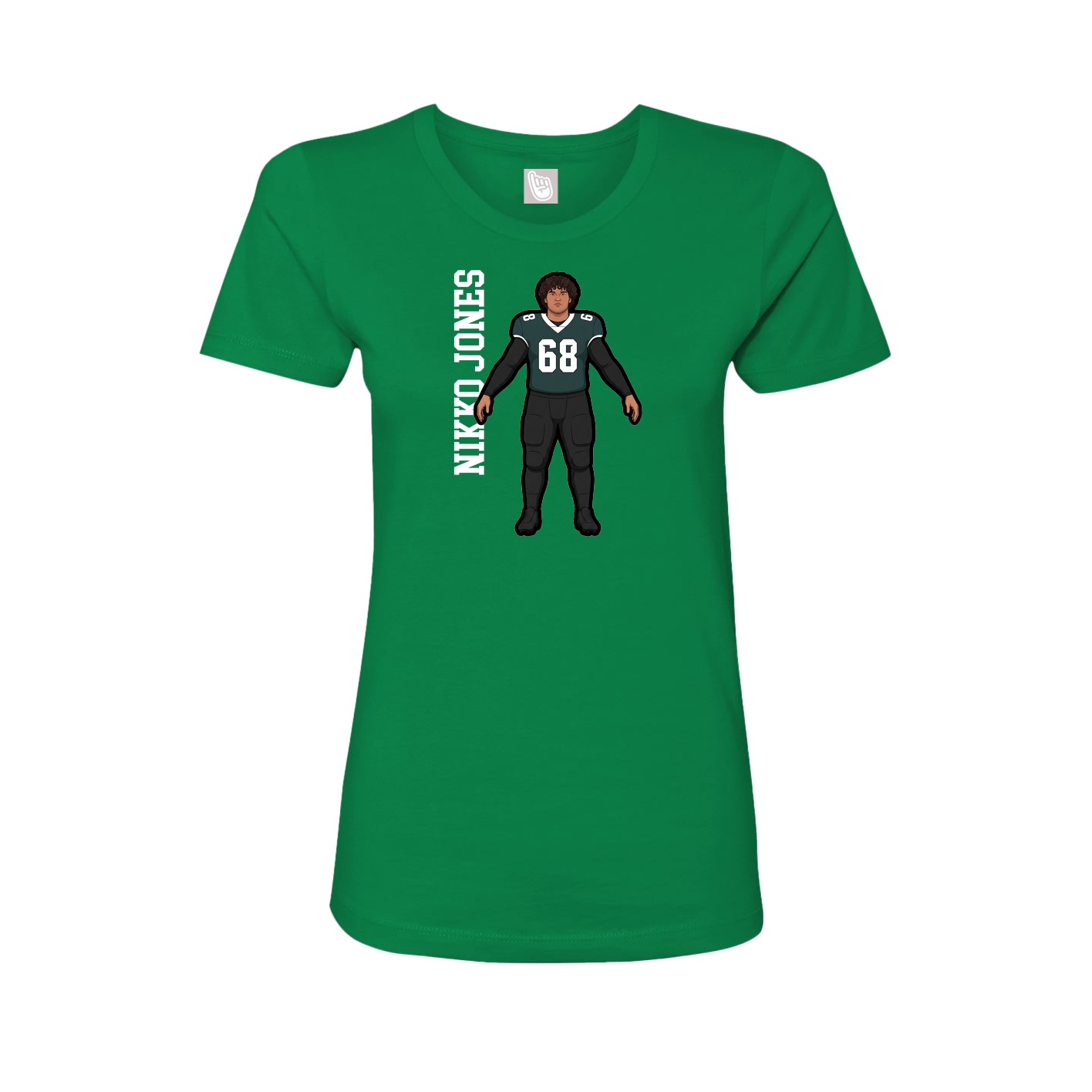 Fitted Women's Tee — Name Vertical in Green