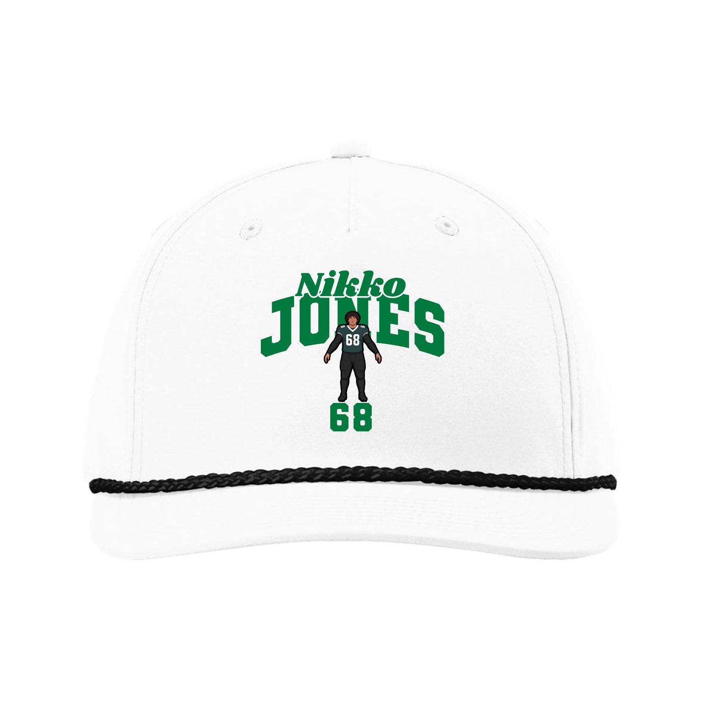 Five-Panel Classic Rope Cap — Signature Arch in White