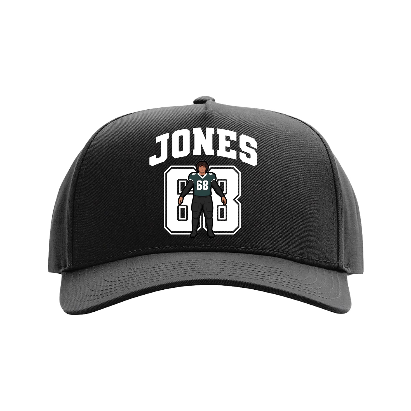 Full Fabric Five-Panel Champ Cap — Number in Black